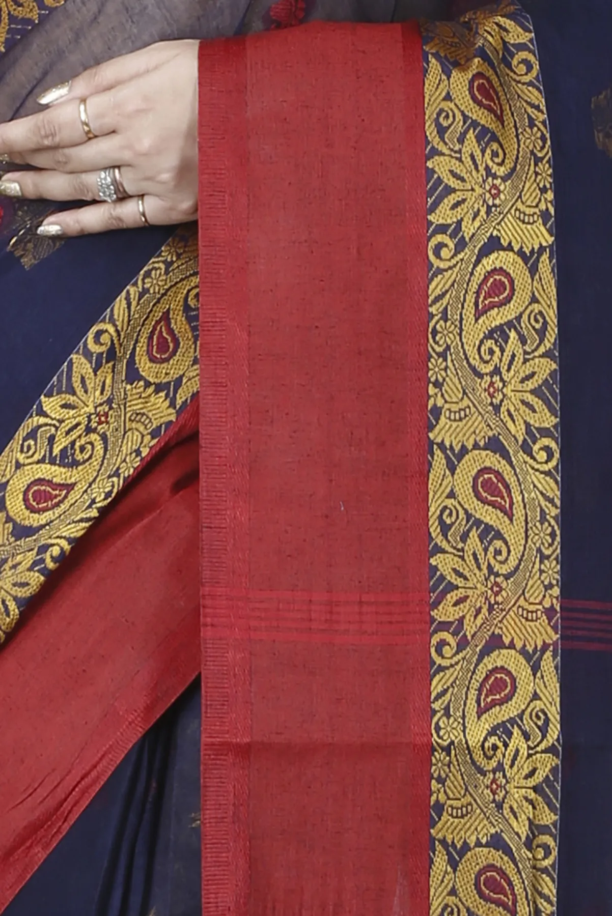 DipDiya Pure Cotton Blue Srimati Woven with Tradition Tant Sarees