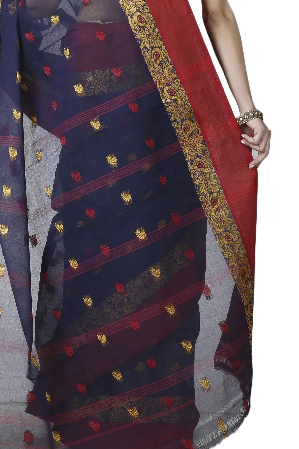 DipDiya Pure Cotton Blue Srimati Woven with Tradition Tant Sarees