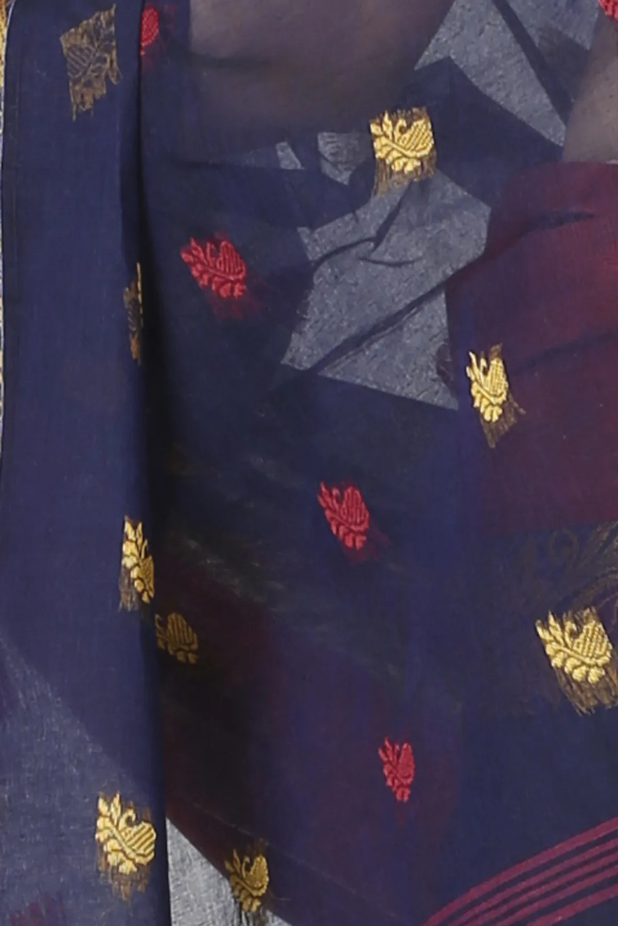DipDiya Pure Cotton Blue Srimati Woven with Tradition Tant Sarees