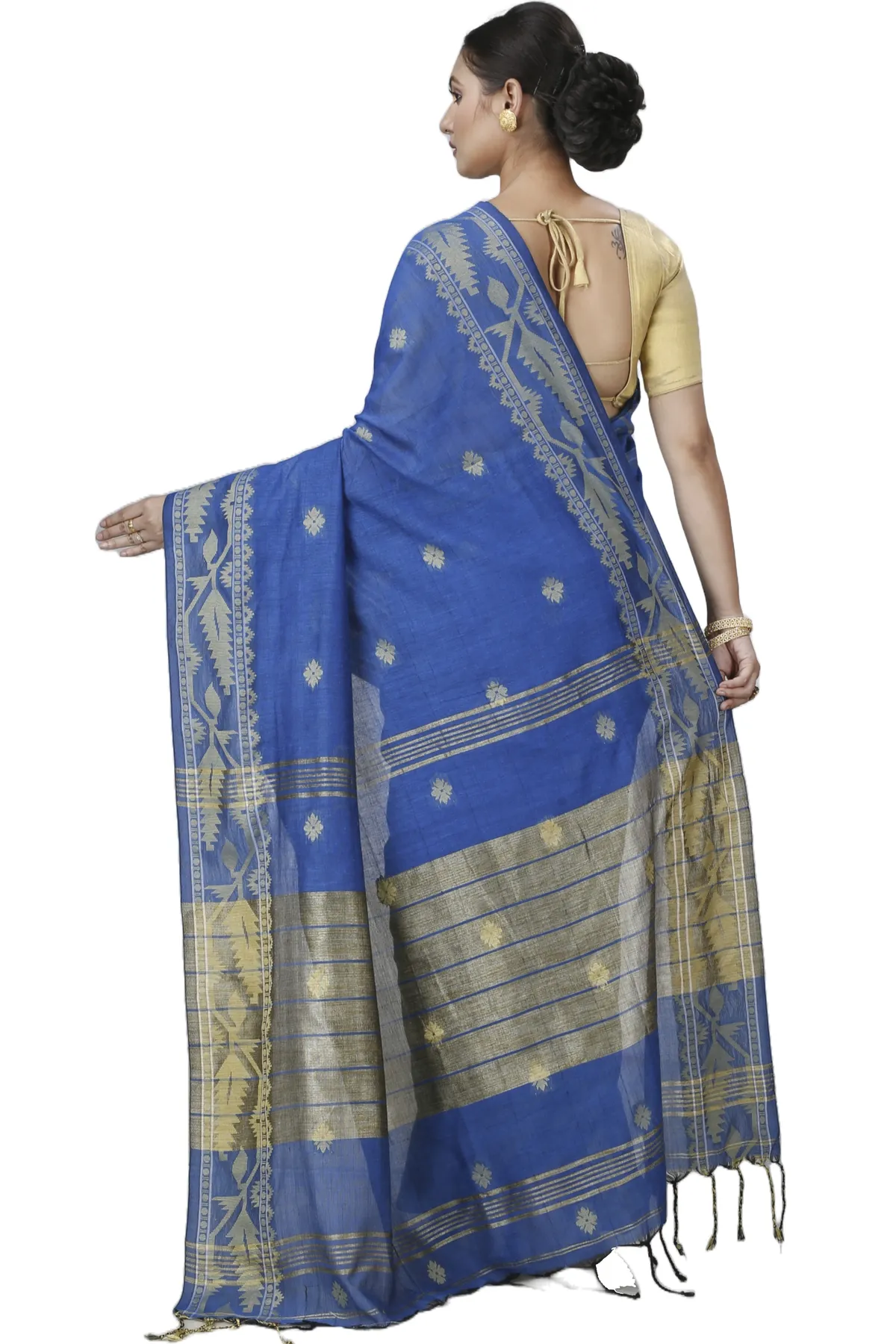 DipDiya Pure Cotton Blue Tuma Tradition in Every Thread Handloom Sarees