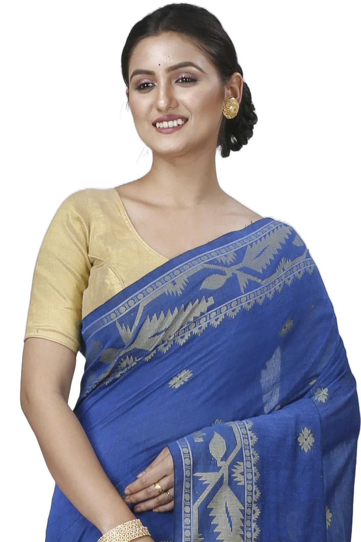 DipDiya Pure Cotton Blue Tuma Tradition in Every Thread Handloom Sarees