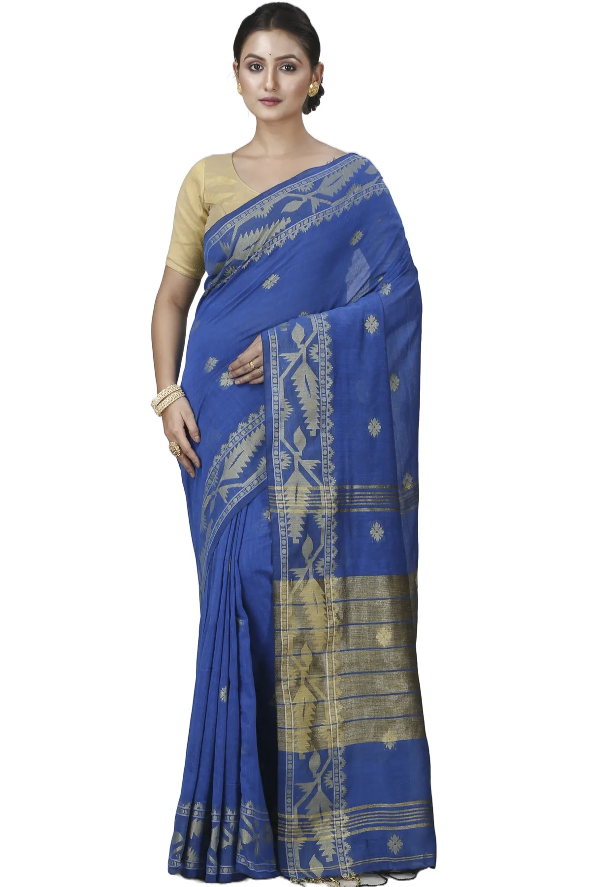 DipDiya Pure Cotton Blue Tuma Tradition in Every Thread Handloom Sarees