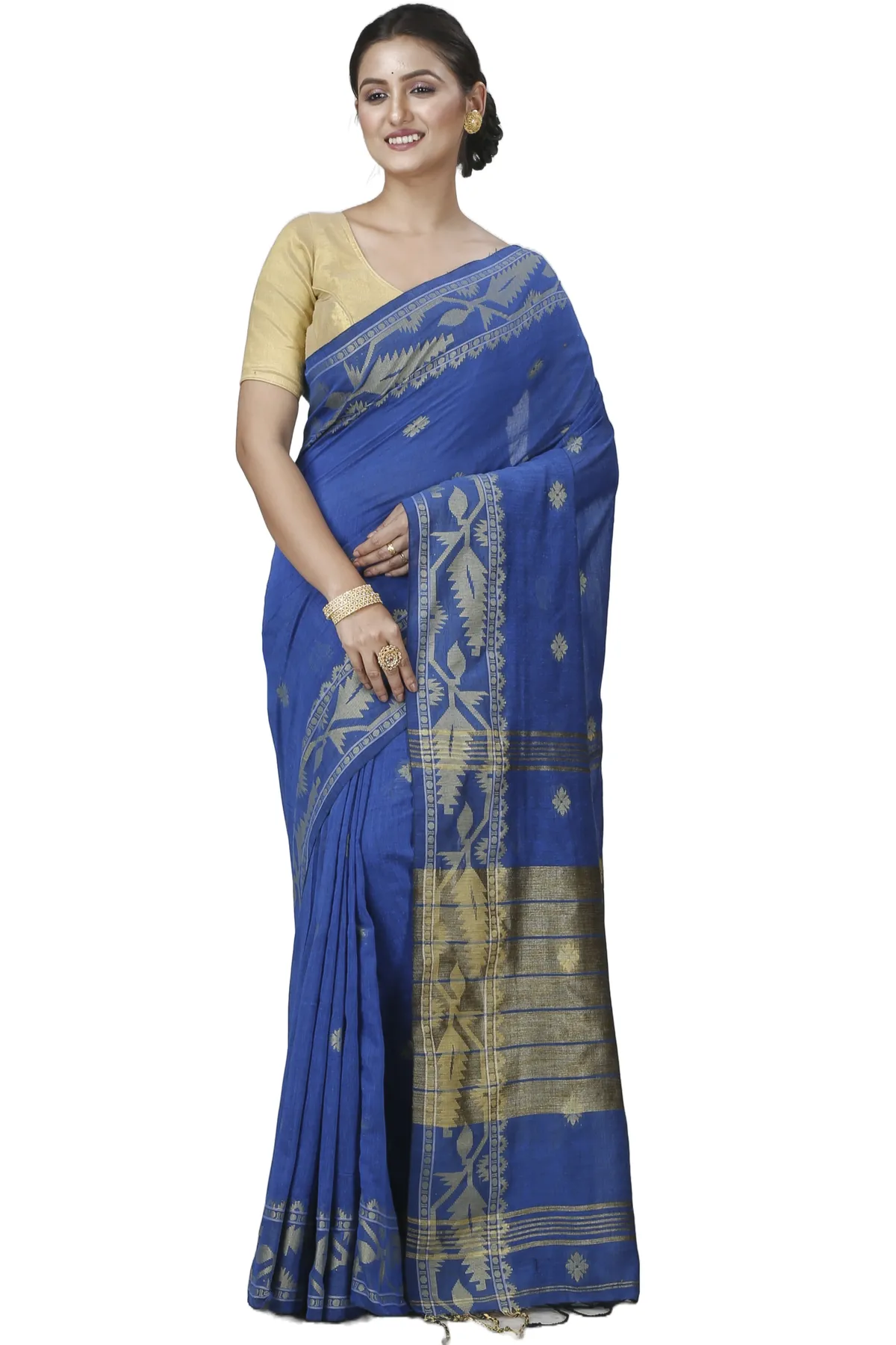 DipDiya Pure Cotton Blue Tuma Tradition in Every Thread Handloom Sarees