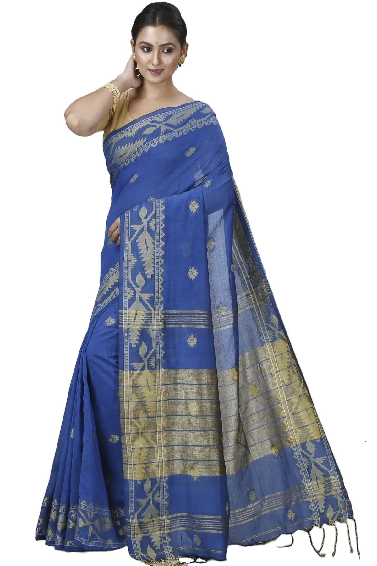 DipDiya Pure Cotton Blue Tuma Tradition in Every Thread Handloom Sarees