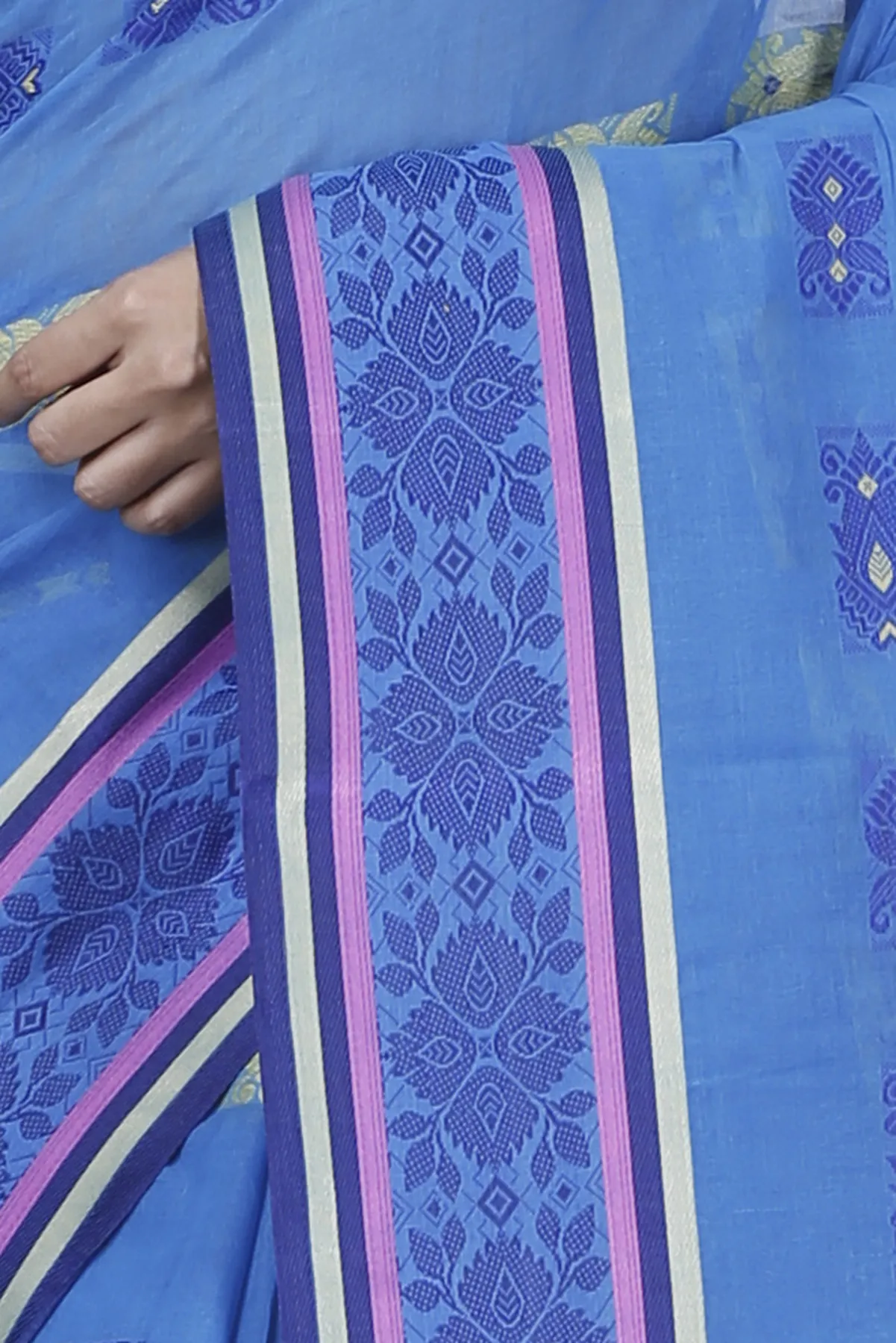 DipDiya Pure Cotton Blue Uditi Artisan Woven Tant Sarees