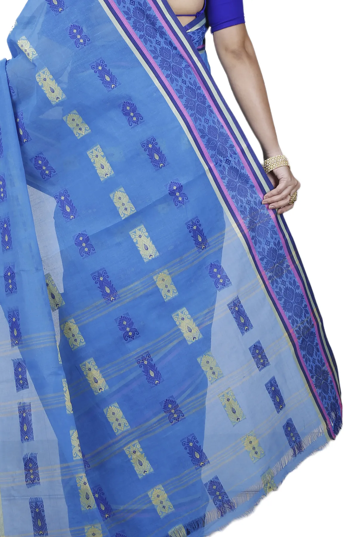DipDiya Pure Cotton Blue Uditi Artisan Woven Tant Sarees