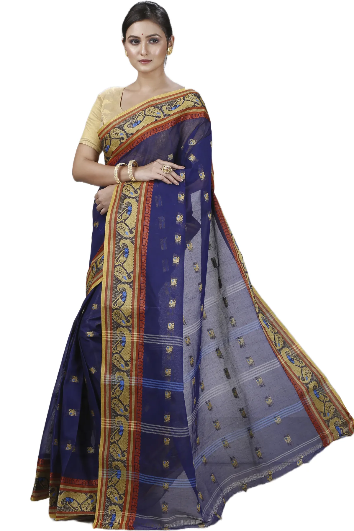 DipDiya Pure Cotton Blue Utkal Bengal’s Legacy Tant Sarees