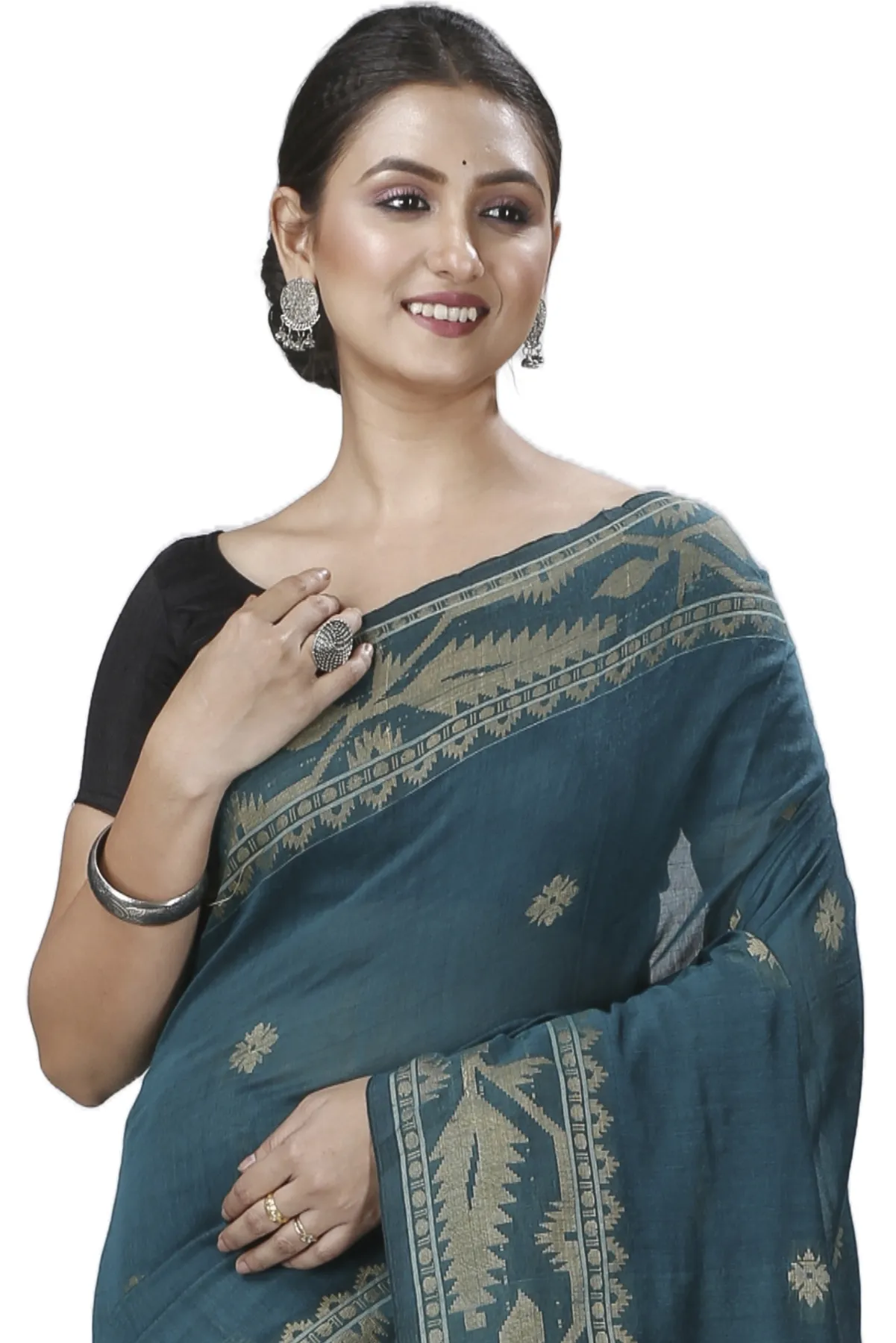 DipDiya Pure Cotton Botel Green Tuma Weaves with a Story Handloom Sarees