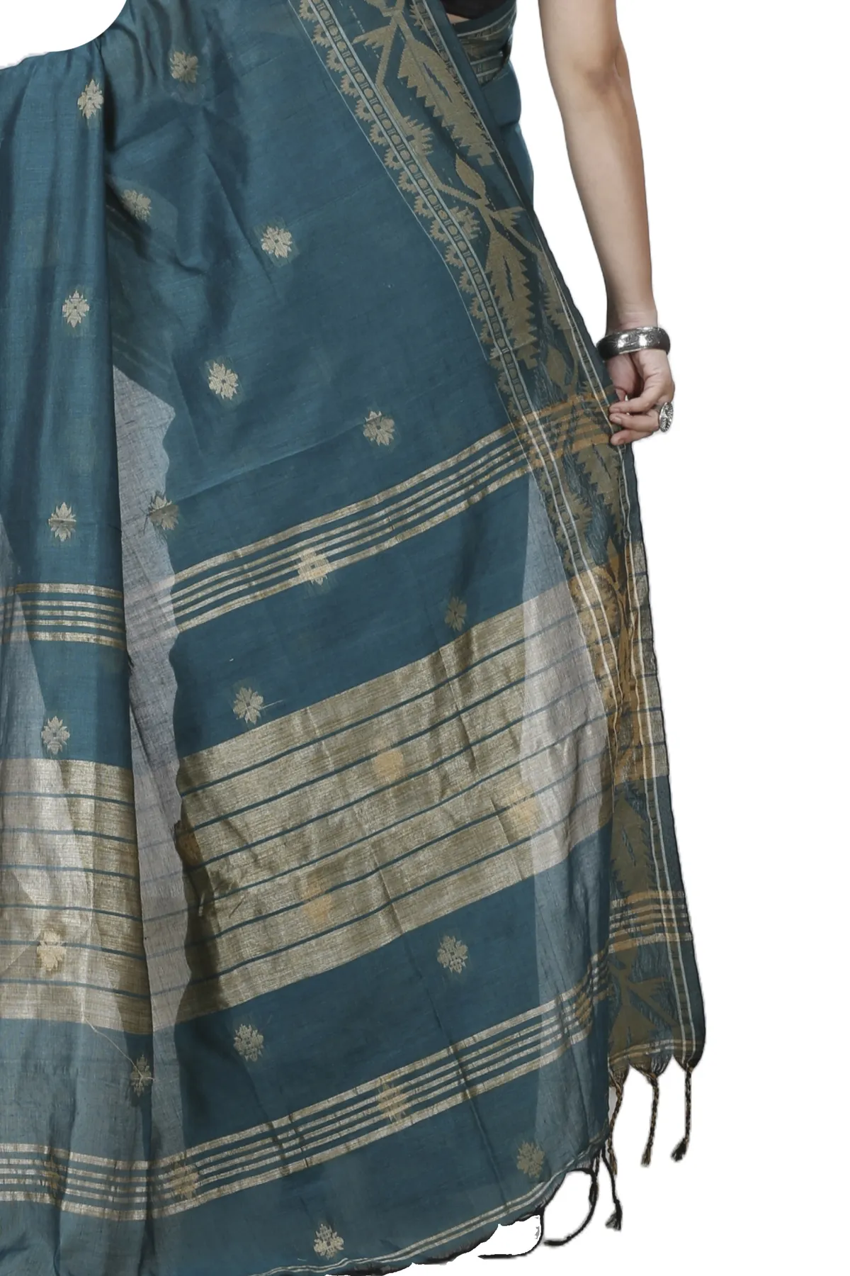 DipDiya Pure Cotton Botel Green Tuma Weaves with a Story Handloom Sarees