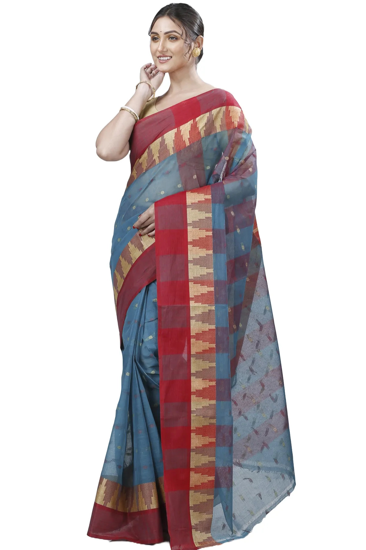 DipDiya Pure Cotton Bottel Green Jamuna Heritage Elegance Tant Sarees