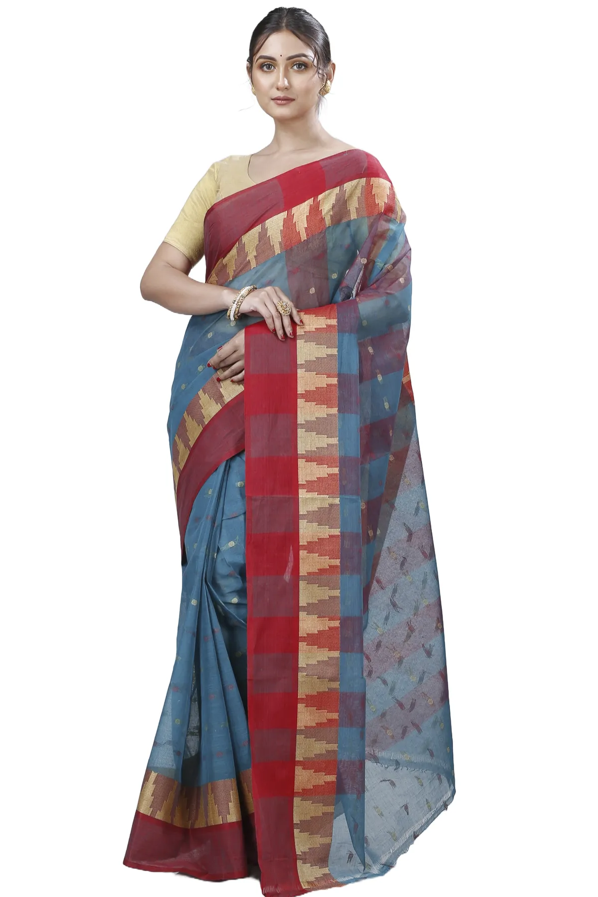 DipDiya Pure Cotton Bottel Green Jamuna Heritage Elegance Tant Sarees