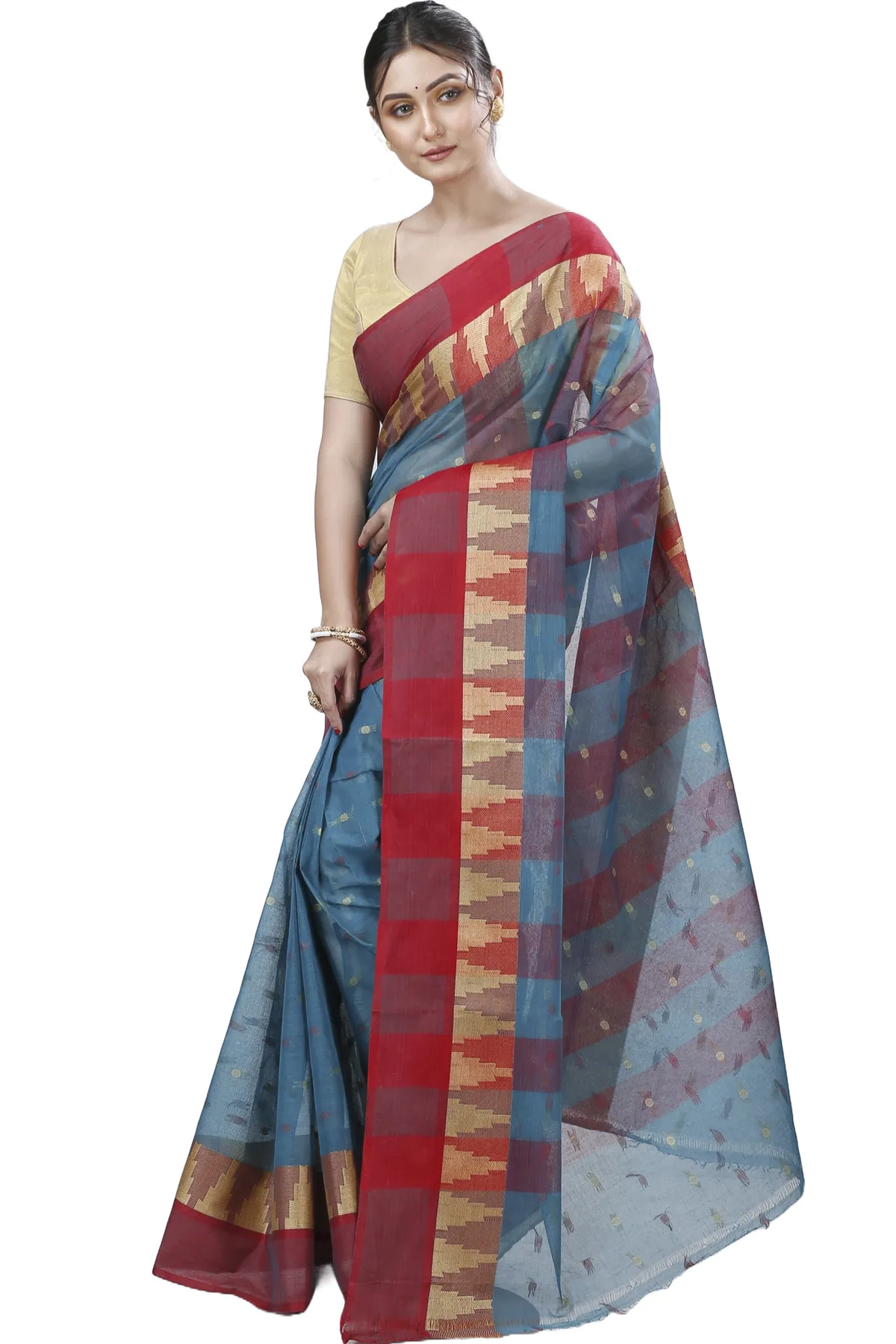 DipDiya Pure Cotton Bottel Green Jamuna Heritage Elegance Tant Sarees