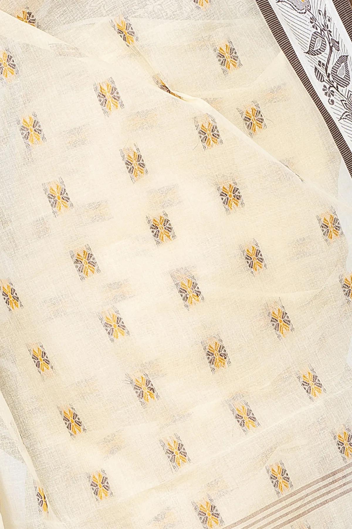 DipDiya Pure Cotton Brown Alkari Tradition in Every Thread Tant Sarees
