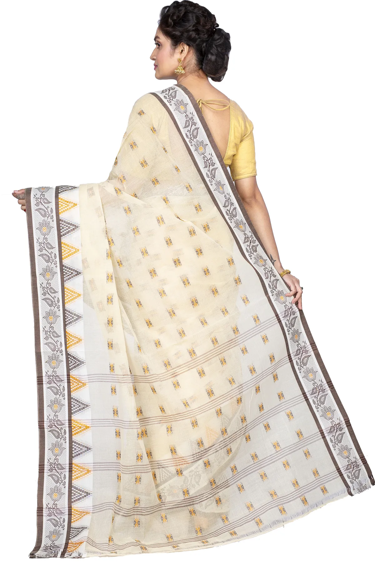 DipDiya Pure Cotton Brown Alkari Tradition in Every Thread Tant Sarees