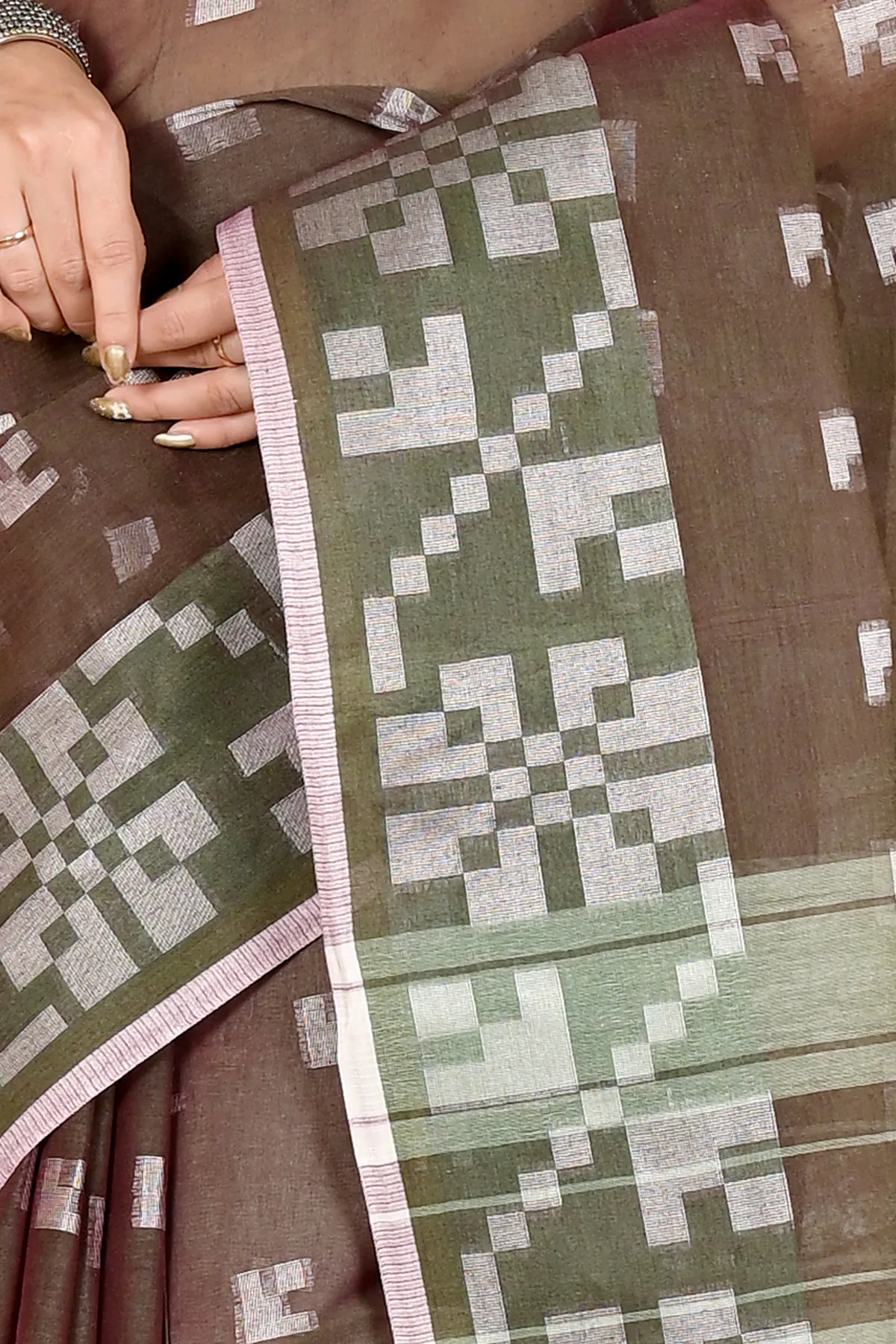 DipDiya Pure Cotton Brown Aptuk Effortless Tradition Tant Sarees