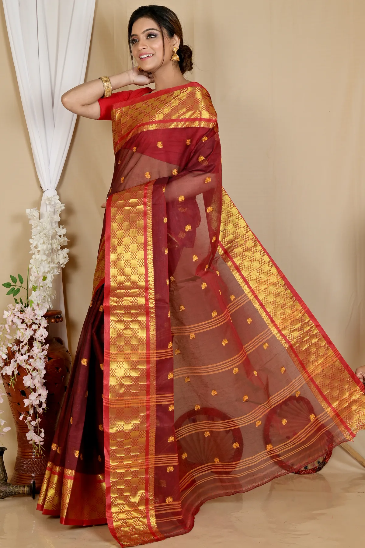 DipDiya Pure Cotton Brown Atula A Legacy Woven Tant Sarees