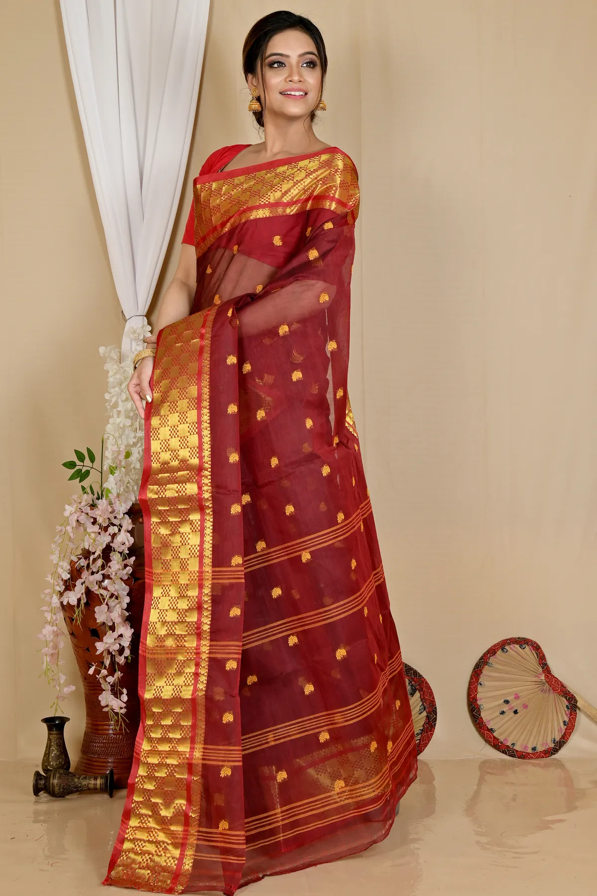 DipDiya Pure Cotton Brown Atula A Legacy Woven Tant Sarees