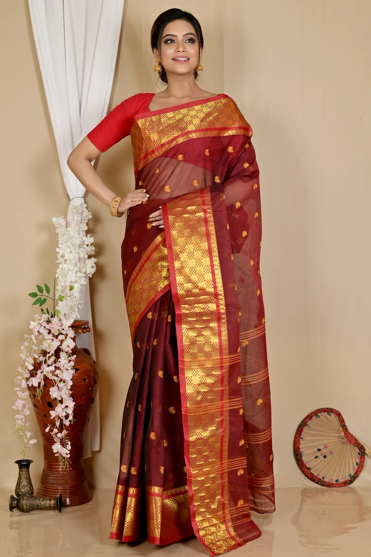 DipDiya Pure Cotton Brown Atula A Legacy Woven Tant Sarees