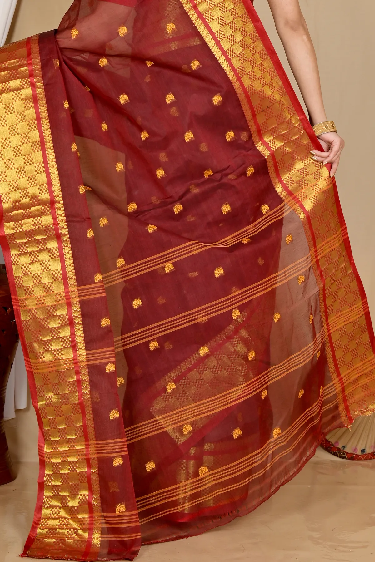 DipDiya Pure Cotton Brown Atula A Legacy Woven Tant Sarees