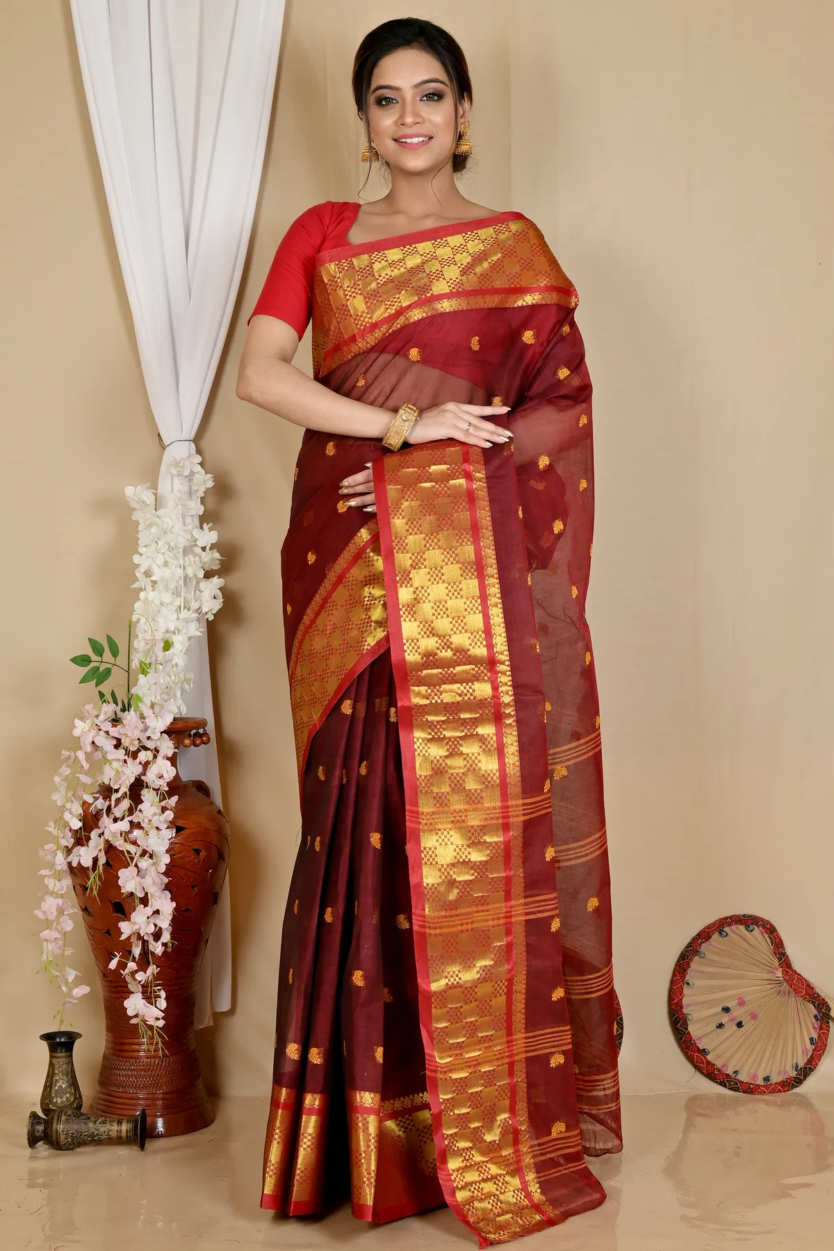 DipDiya Pure Cotton Brown Atula A Legacy Woven Tant Sarees