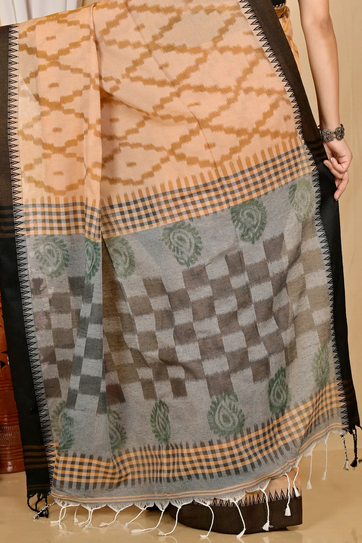 DipDiya Pure Cotton Brown Black Seuma Weaves with a Story Handloom Sarees