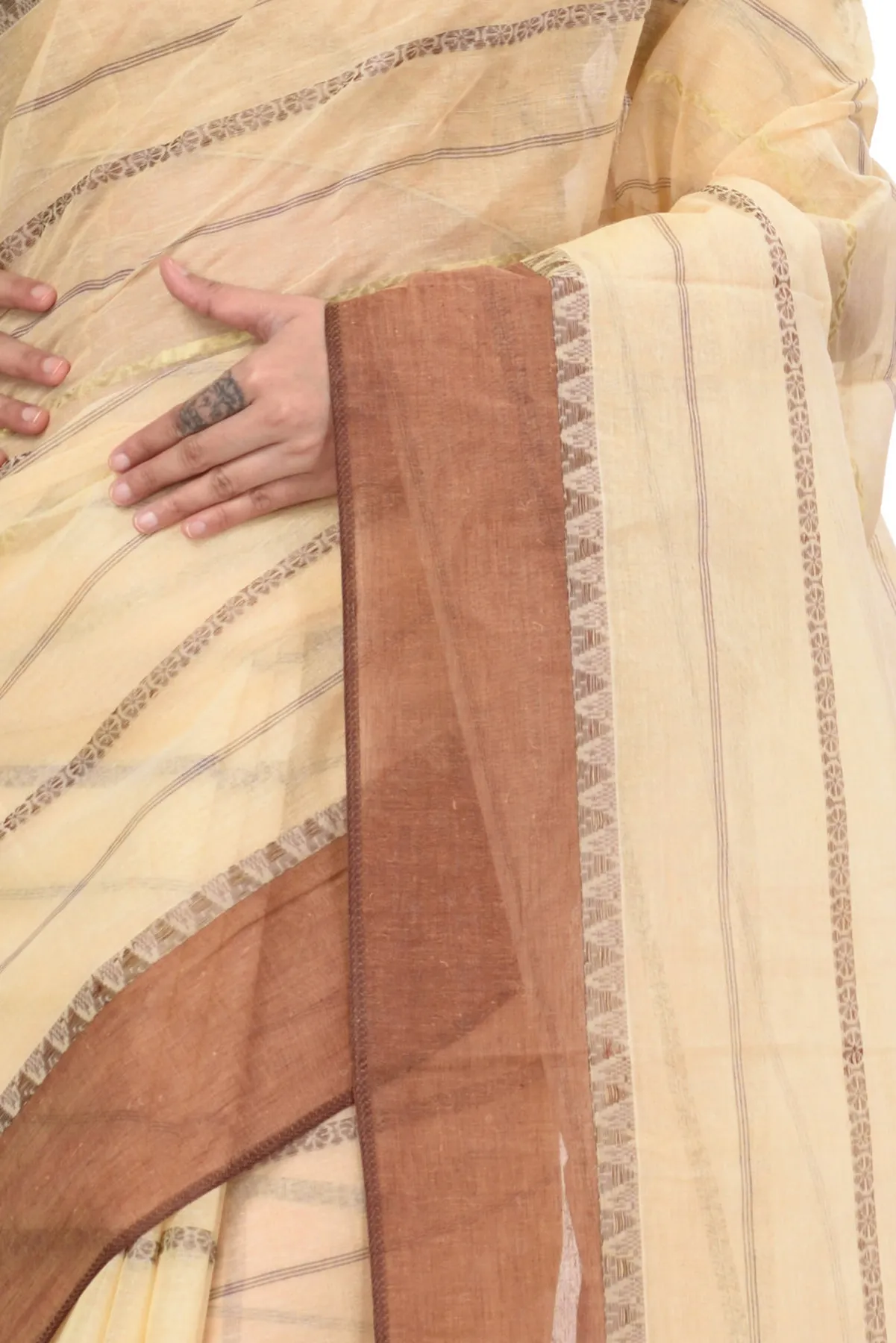 DipDiya Pure Cotton Brown Boysko Bengali Heritage Tant Sarees