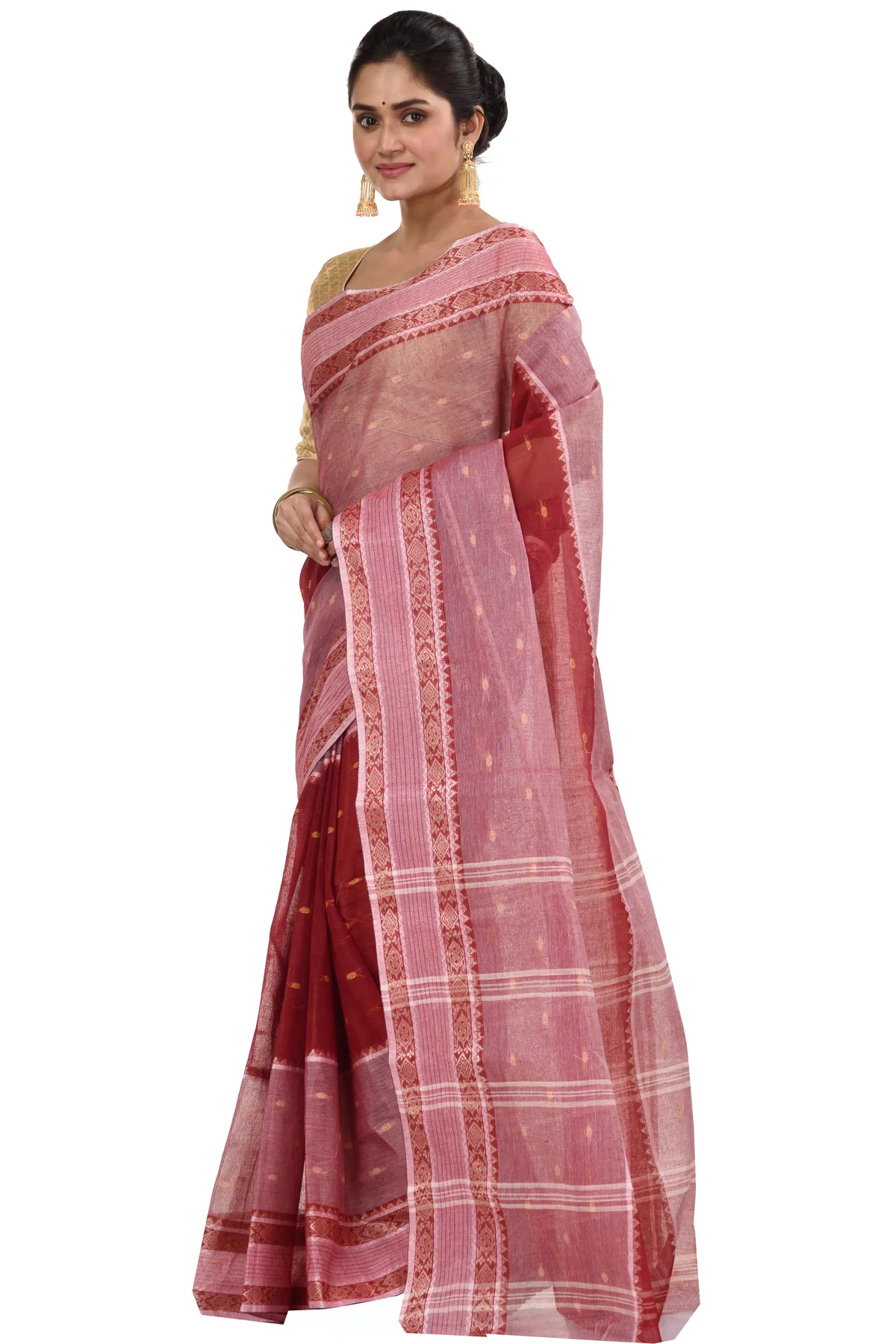 DipDiya Pure Cotton Brown Debdash Timeless Elegance Tant Sarees
