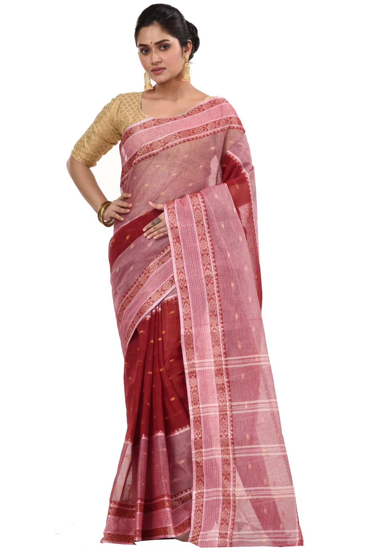 DipDiya Pure Cotton Brown Debdash Timeless Elegance Tant Sarees