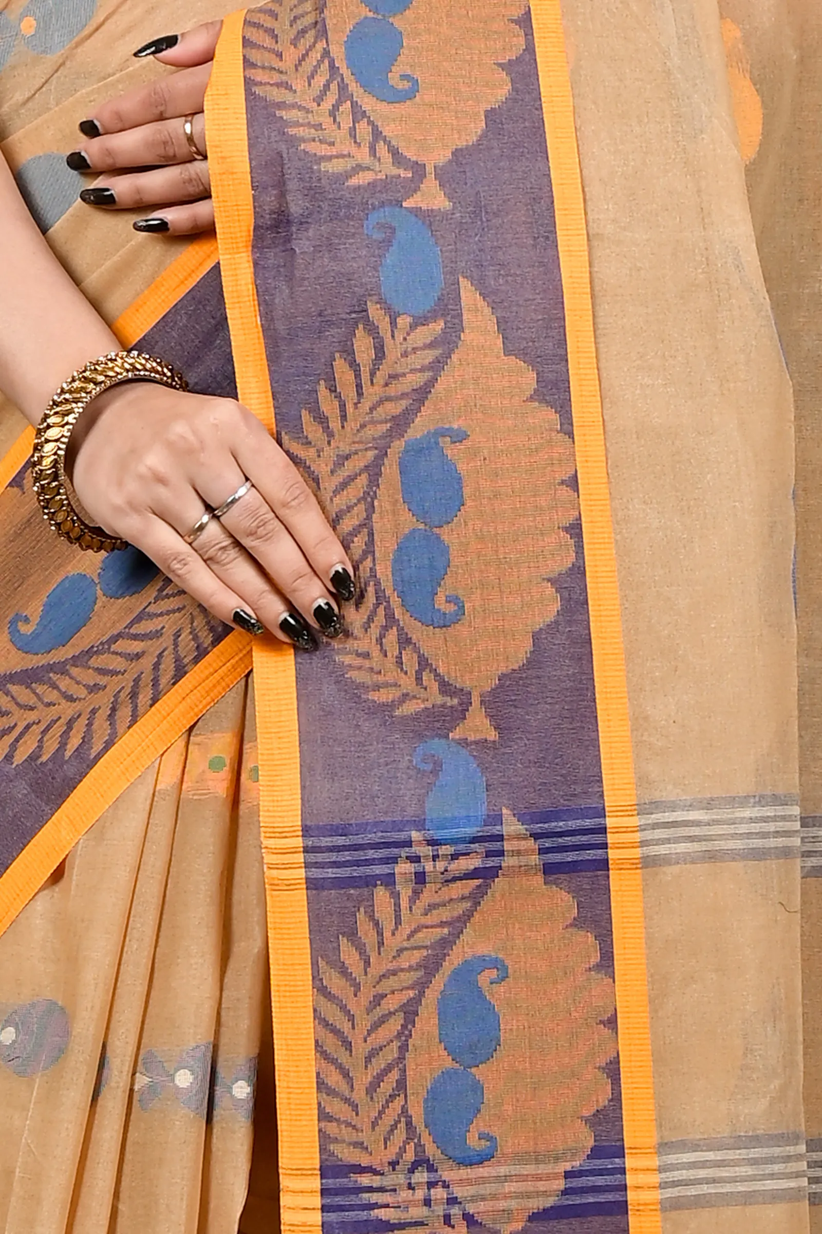 DipDiya Pure Cotton Brown Debui Effortless Tradition Tant Sarees