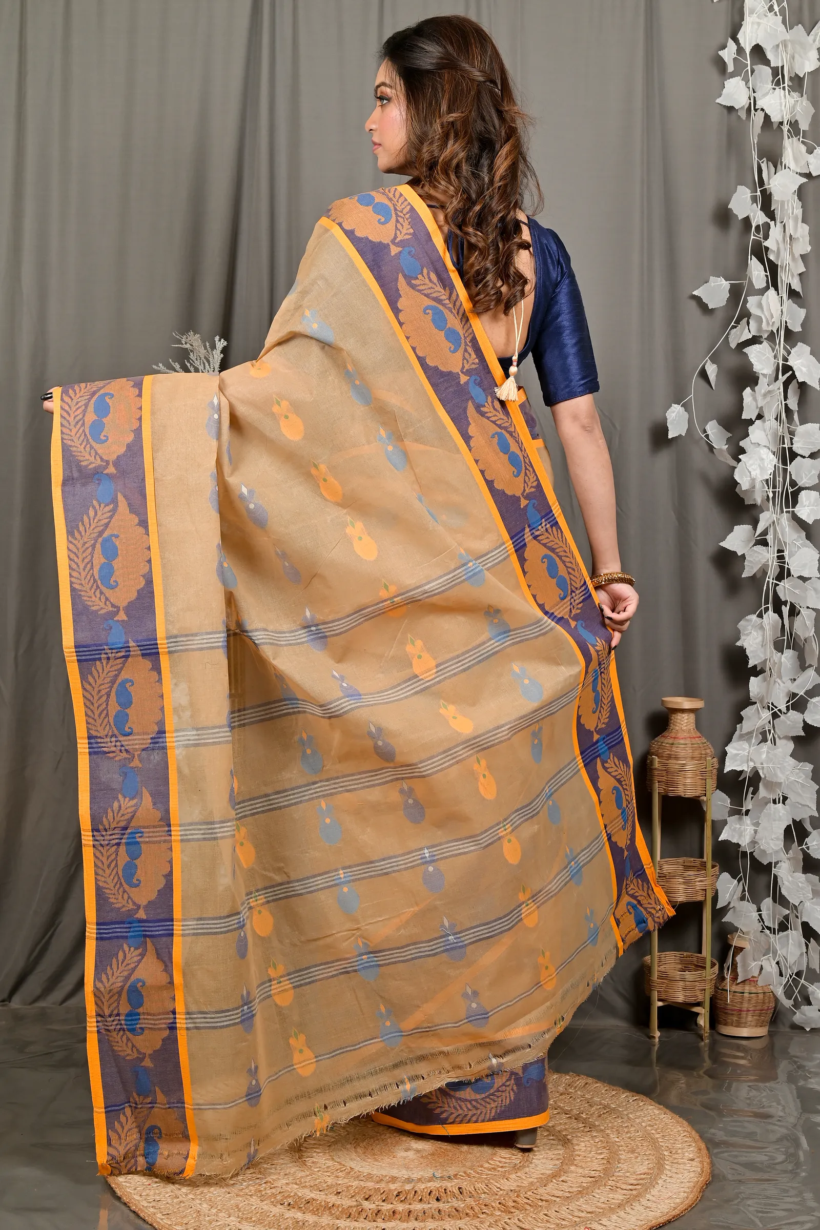 DipDiya Pure Cotton Brown Debui Effortless Tradition Tant Sarees