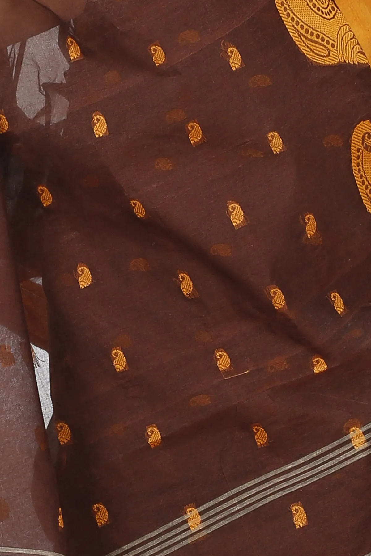 DipDiya Pure Cotton Brown Epto Shonko Grace of Bengal Tant Sarees