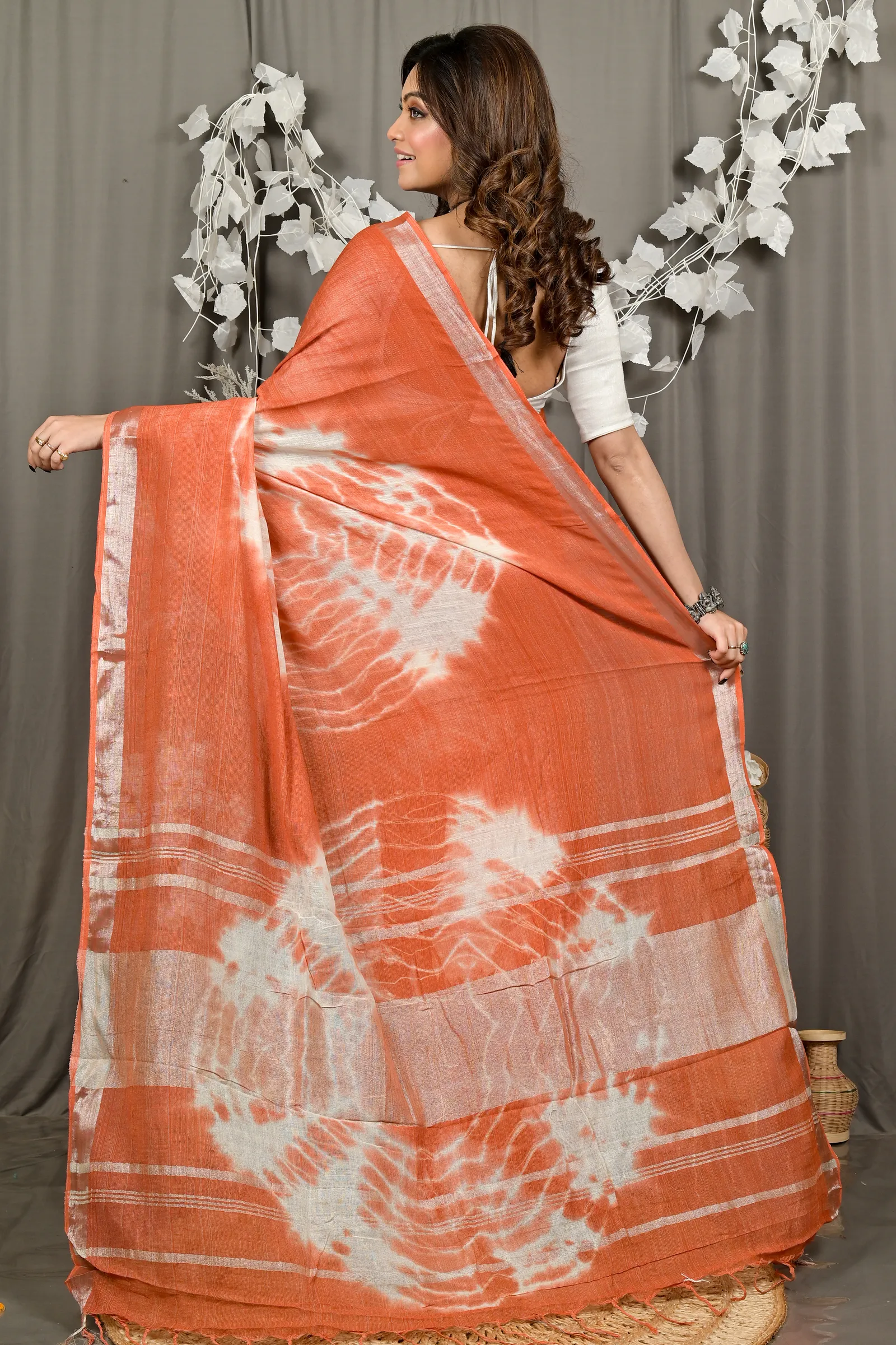 DipDiya Pure Cotton Brown Finui Threads of Tradition Handloom Sarees