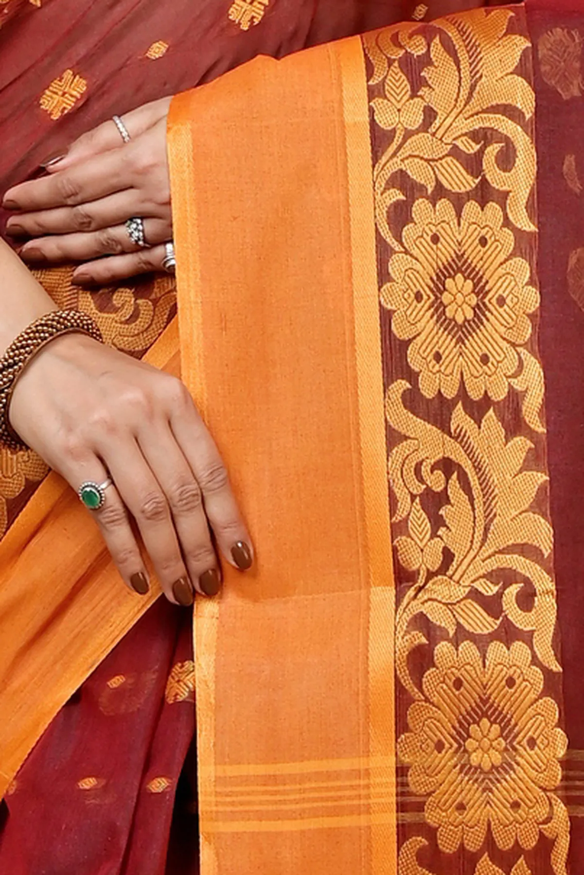 DipDiya Pure Cotton Brown Heruka Crafted by Artisans Tant Sarees