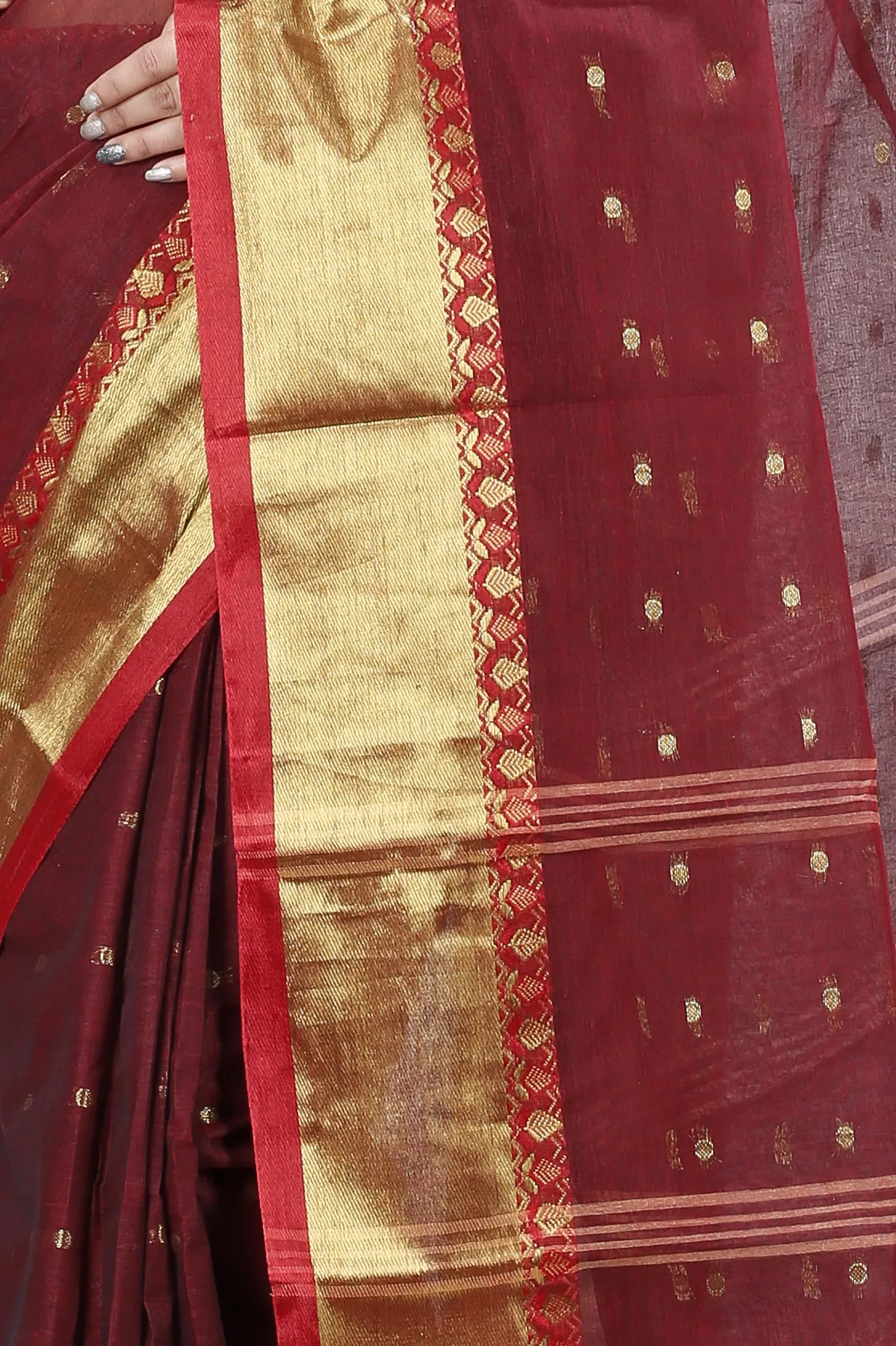 DipDiya Pure Cotton Brown JoriPar Loom to Love Tant Sarees