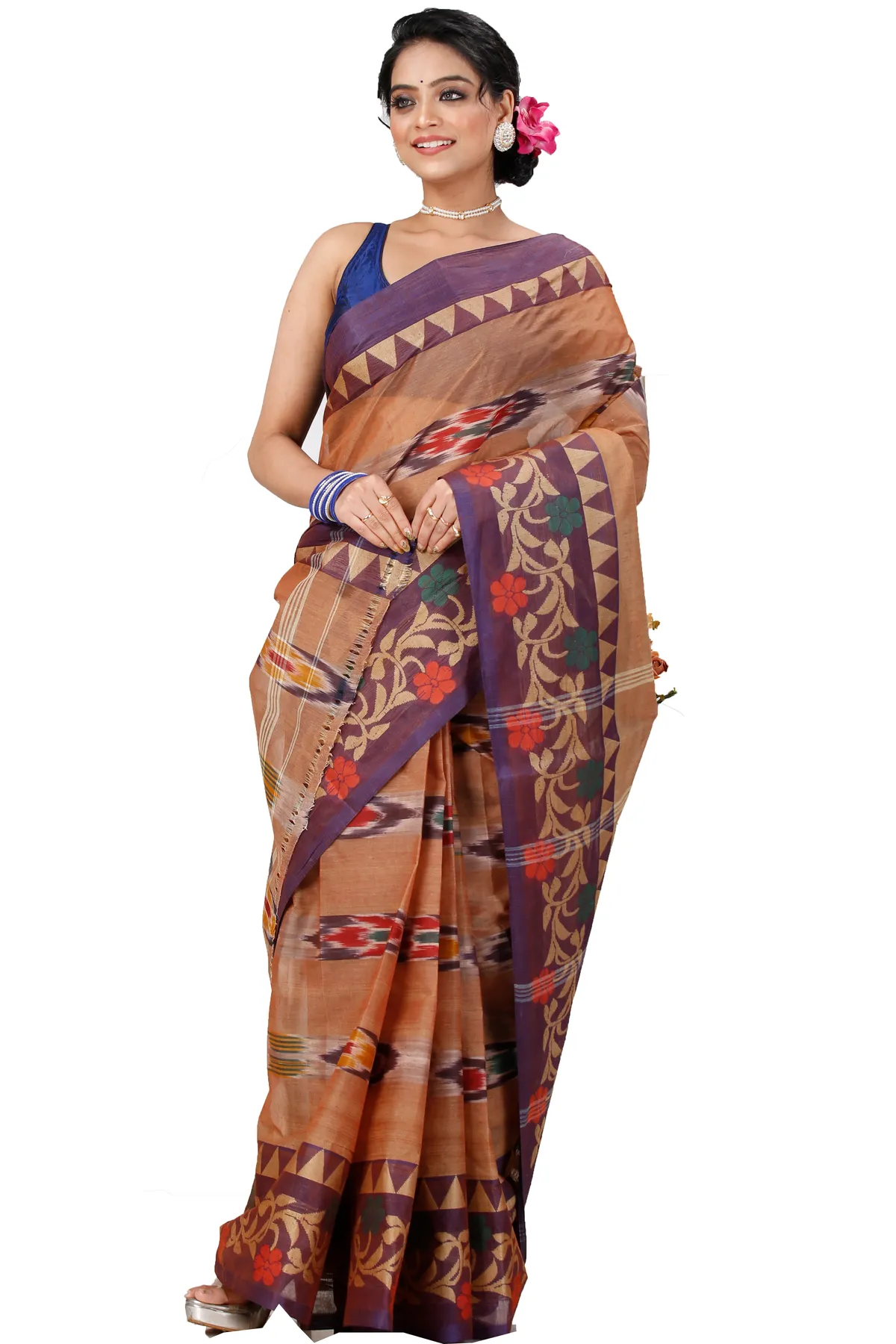 DipDiya Pure Cotton Brown Mili Masterfully Woven Tant Sarees
