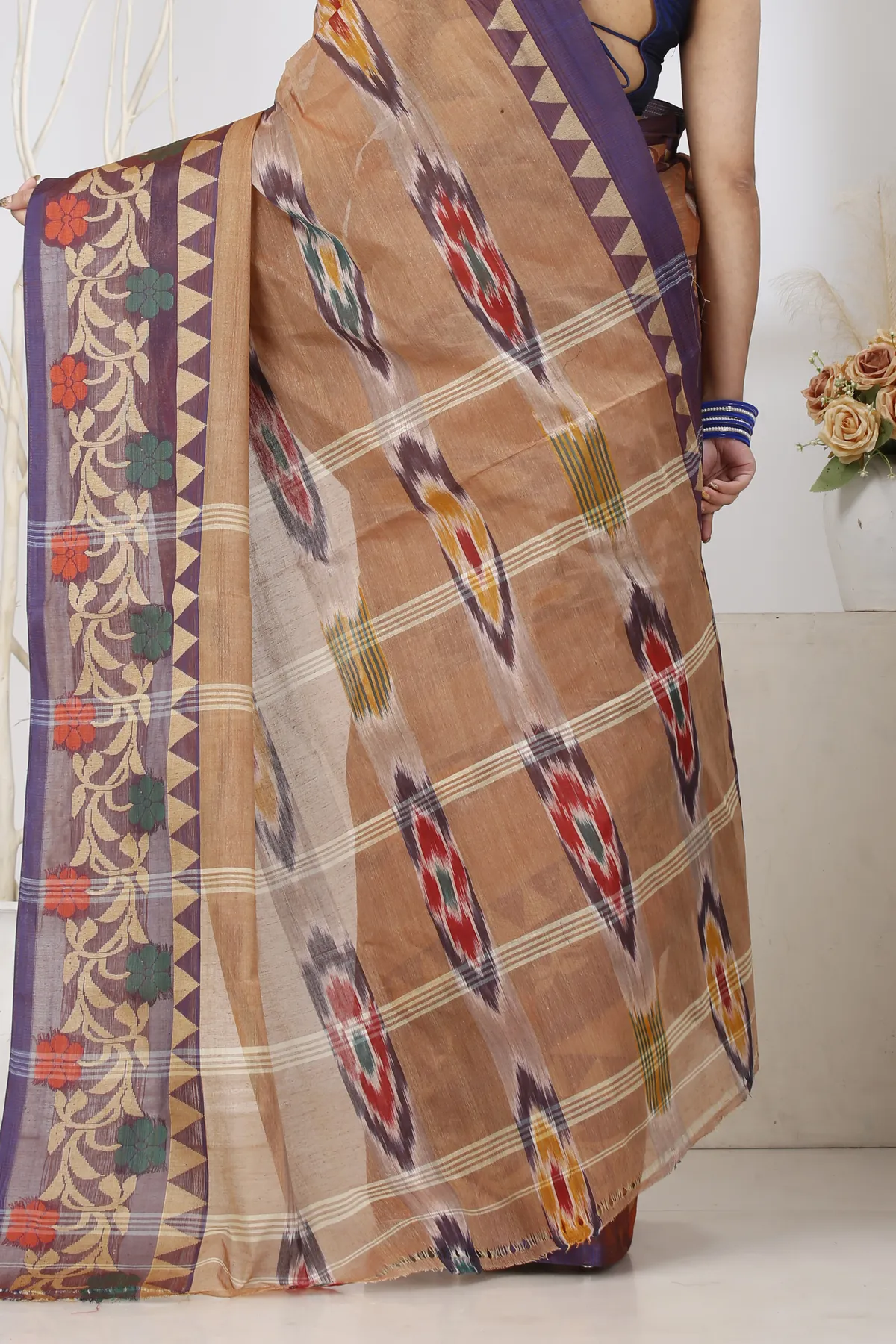 DipDiya Pure Cotton Brown Mili Masterfully Woven Tant Sarees