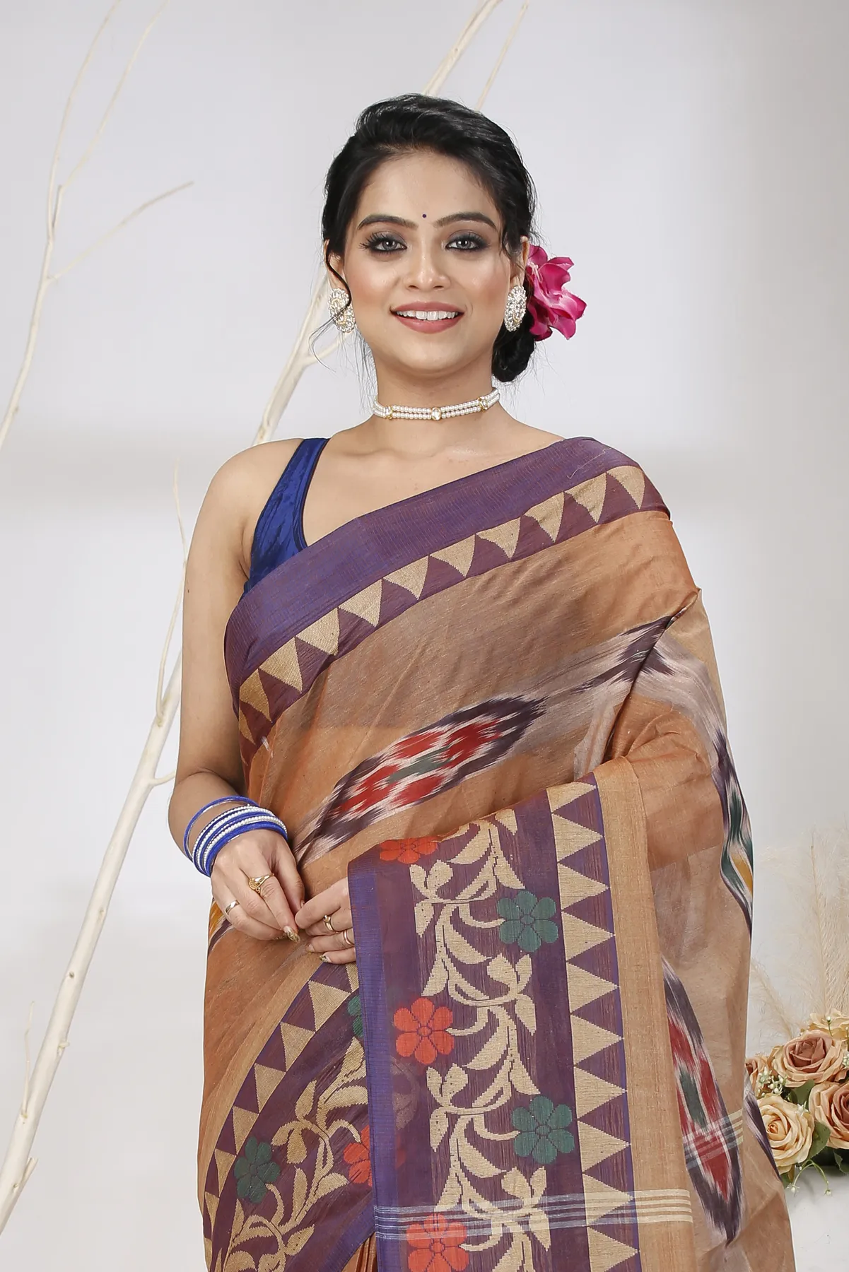 DipDiya Pure Cotton Brown Mili Masterfully Woven Tant Sarees
