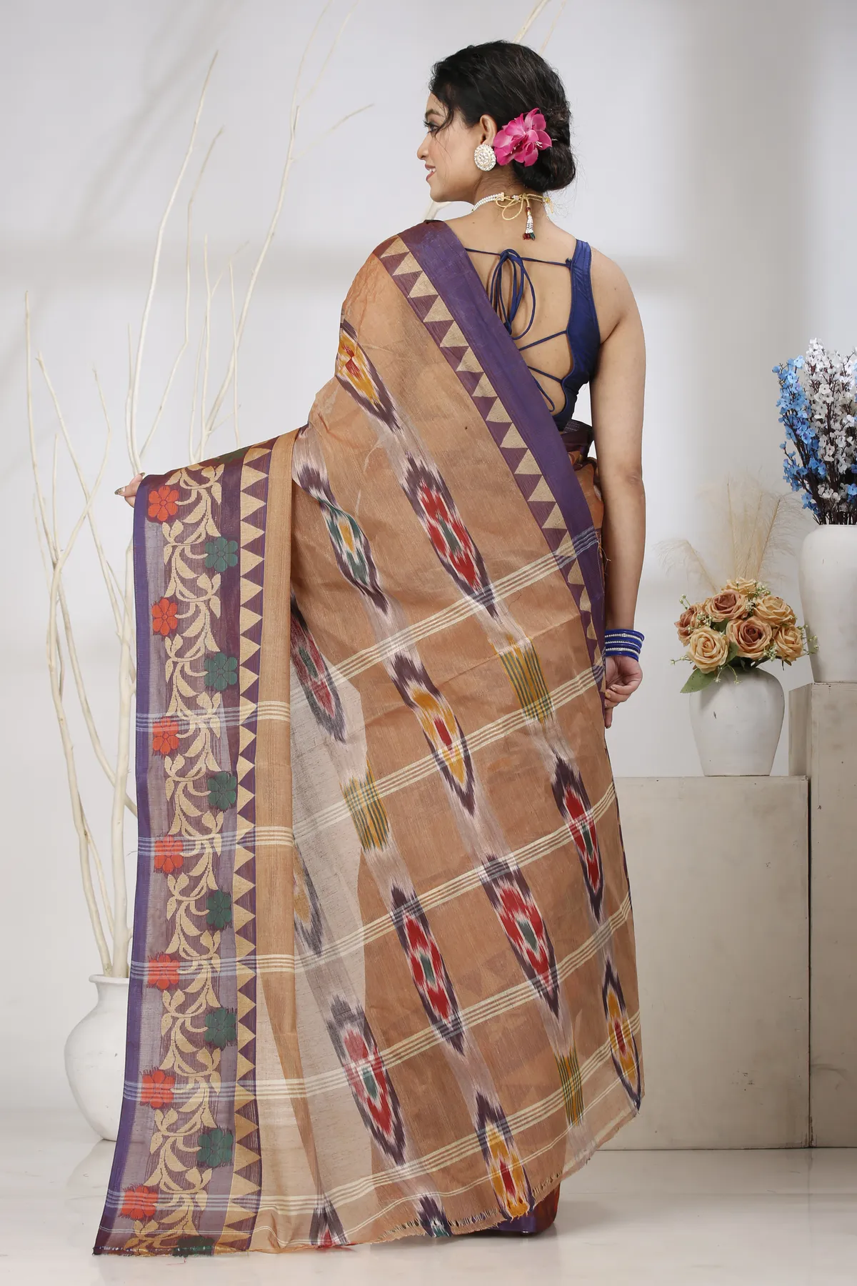 DipDiya Pure Cotton Brown Mili Masterfully Woven Tant Sarees