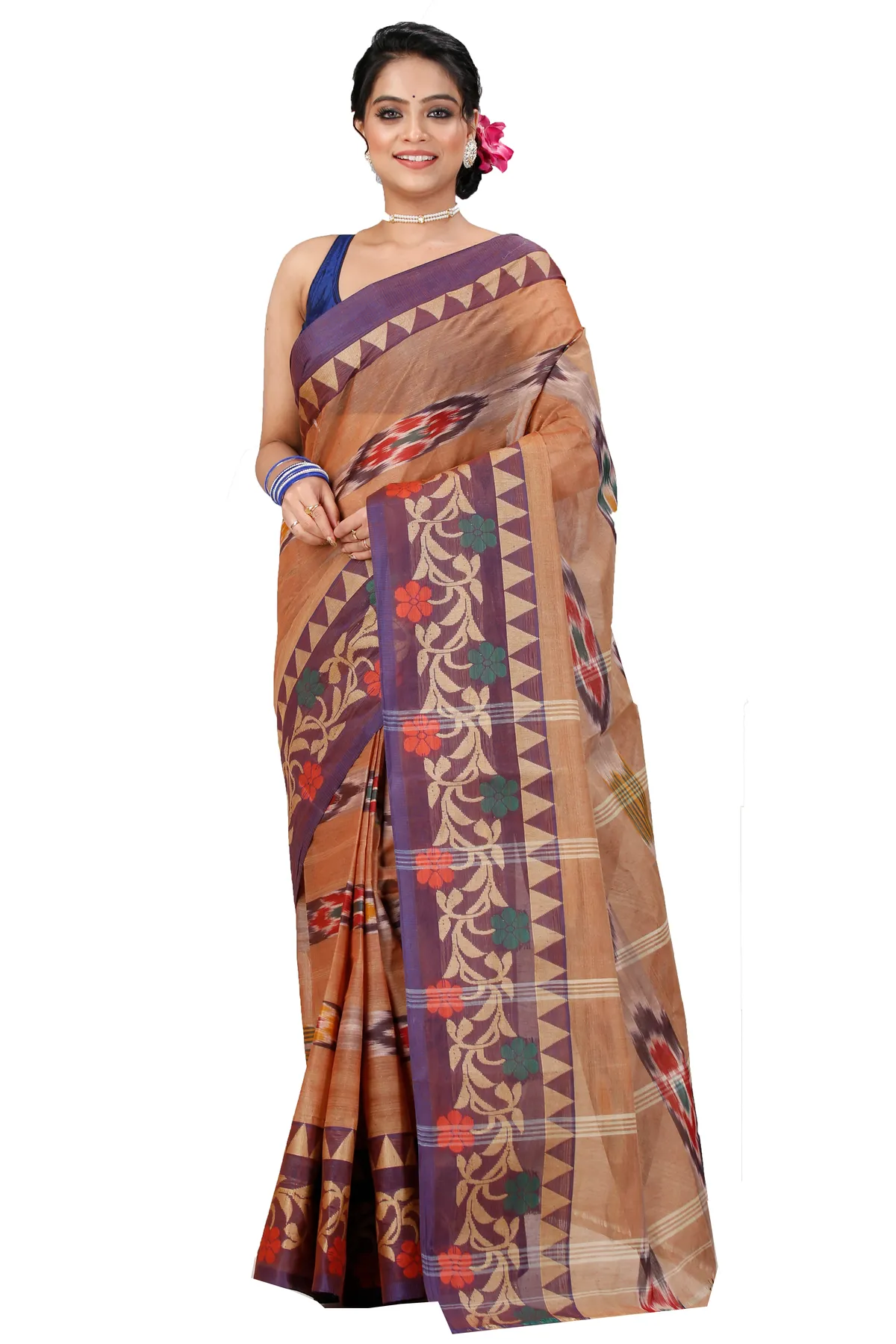 DipDiya Pure Cotton Brown Mili Masterfully Woven Tant Sarees