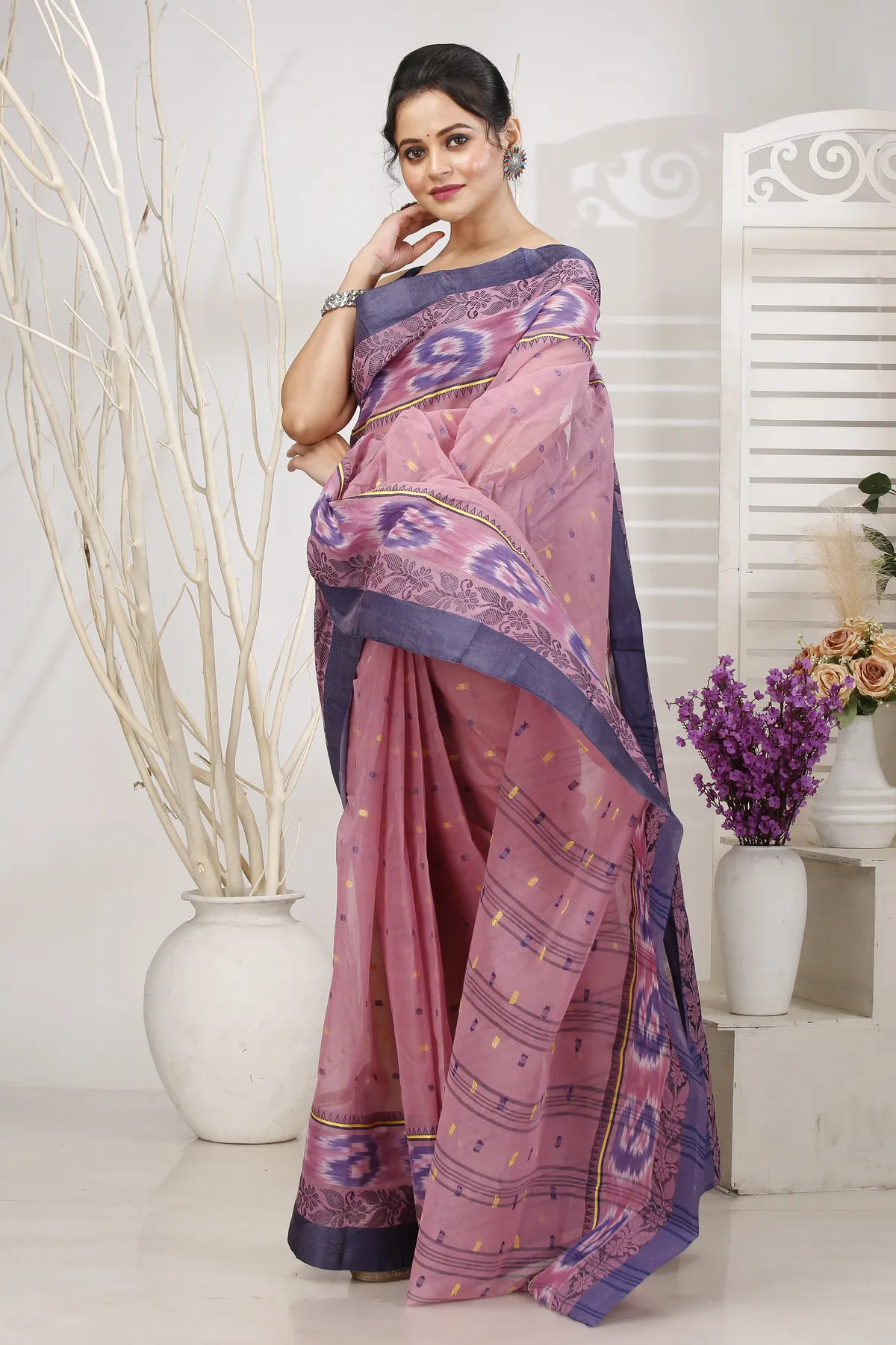 DipDiya Pure Cotton Brown Moli Grace of Bengal Tant Sarees