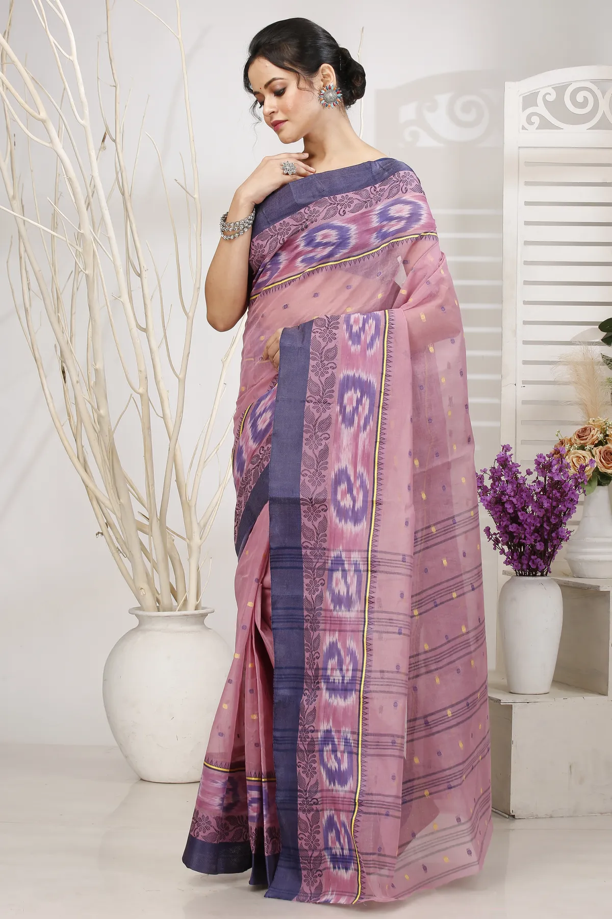 DipDiya Pure Cotton Brown Moli Grace of Bengal Tant Sarees