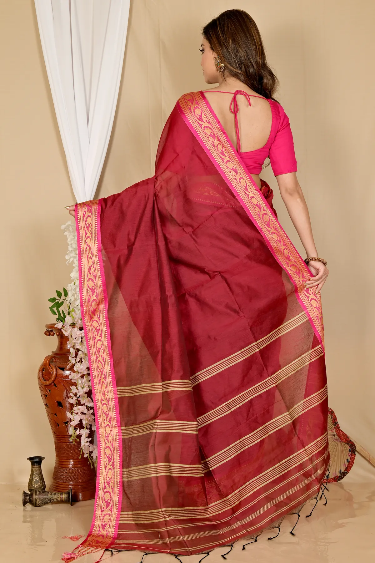 DipDiya Pure Cotton Brown Nova Essence of Bengal Handloom Sarees