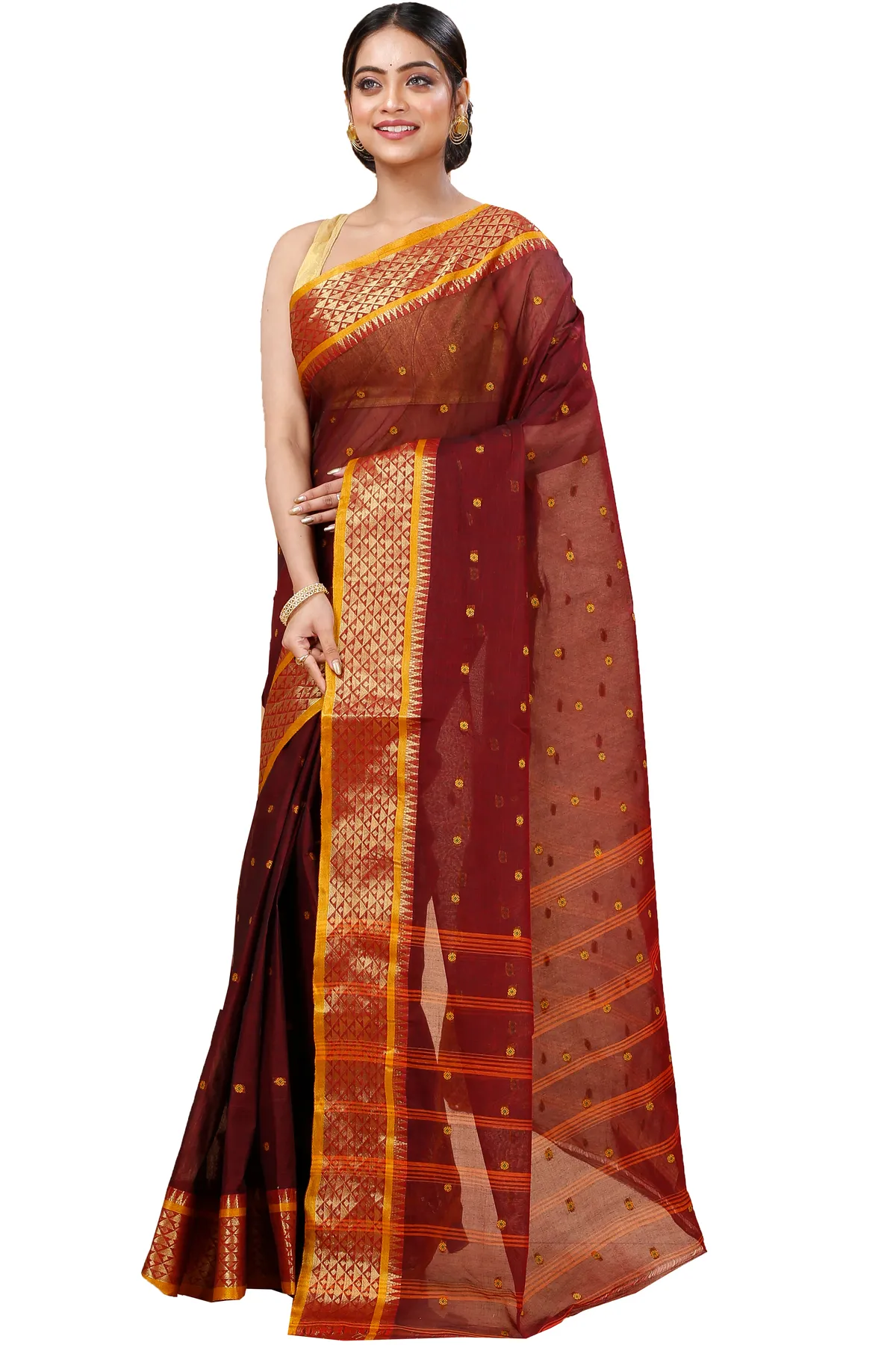 DipDiya Pure Cotton Brown Peral Elegant by Tradition Tant Sarees