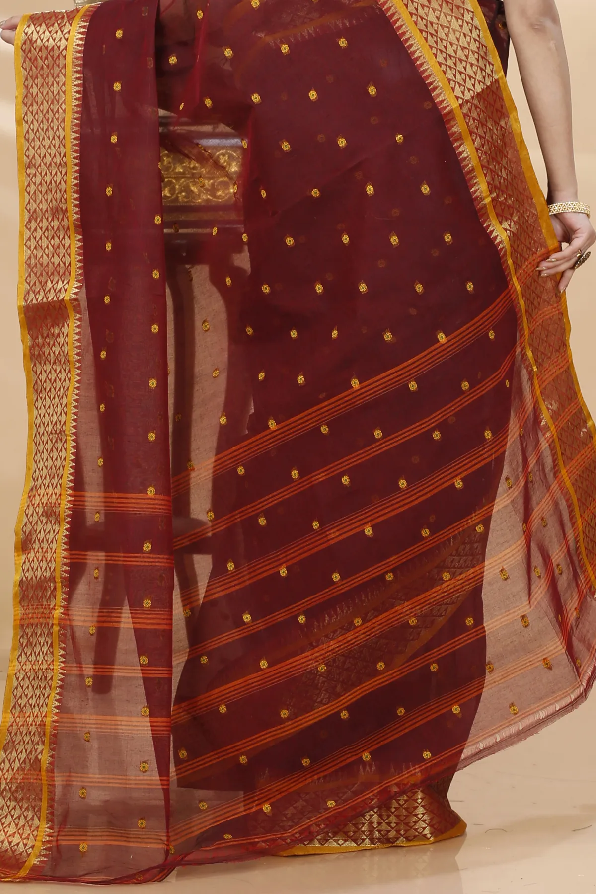 DipDiya Pure Cotton Brown Peral Elegant by Tradition Tant Sarees
