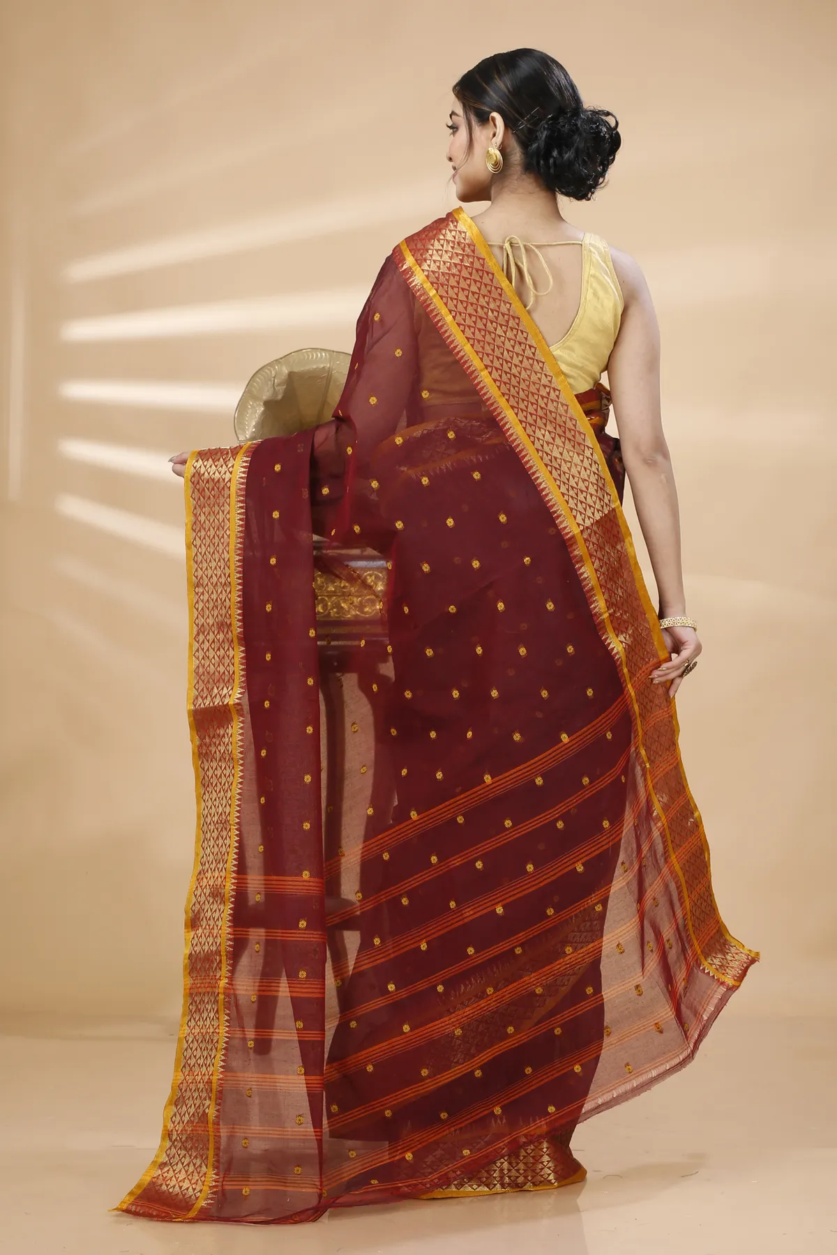 DipDiya Pure Cotton Brown Peral Elegant by Tradition Tant Sarees