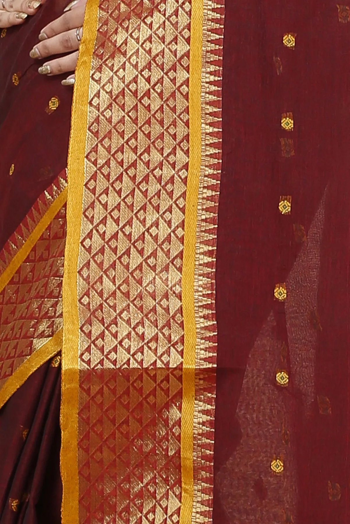 DipDiya Pure Cotton Brown Peral Elegant by Tradition Tant Sarees
