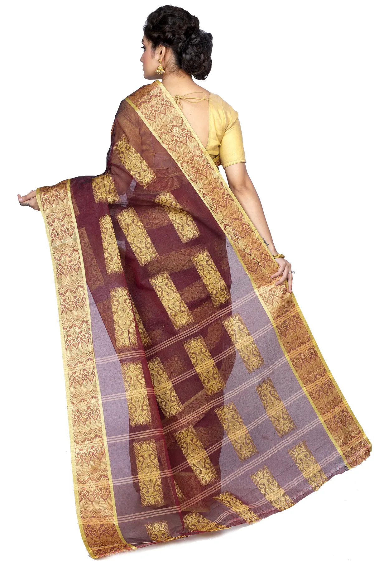 DipDiya Pure Cotton Brown Strip Suparna Masterfully Woven Tant Sarees