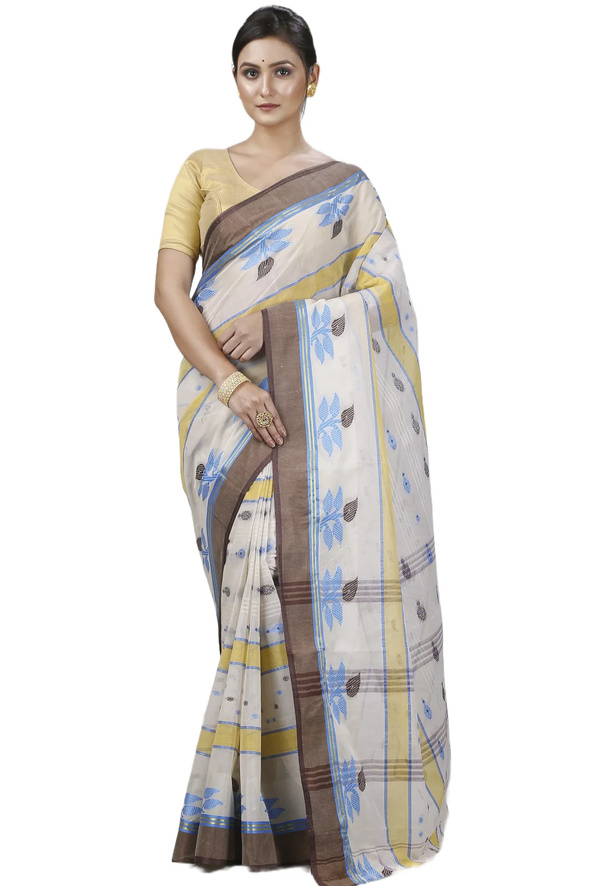 DipDiya Pure Cotton Brown Udichi Heritage You Can Wear Tant Sarees
