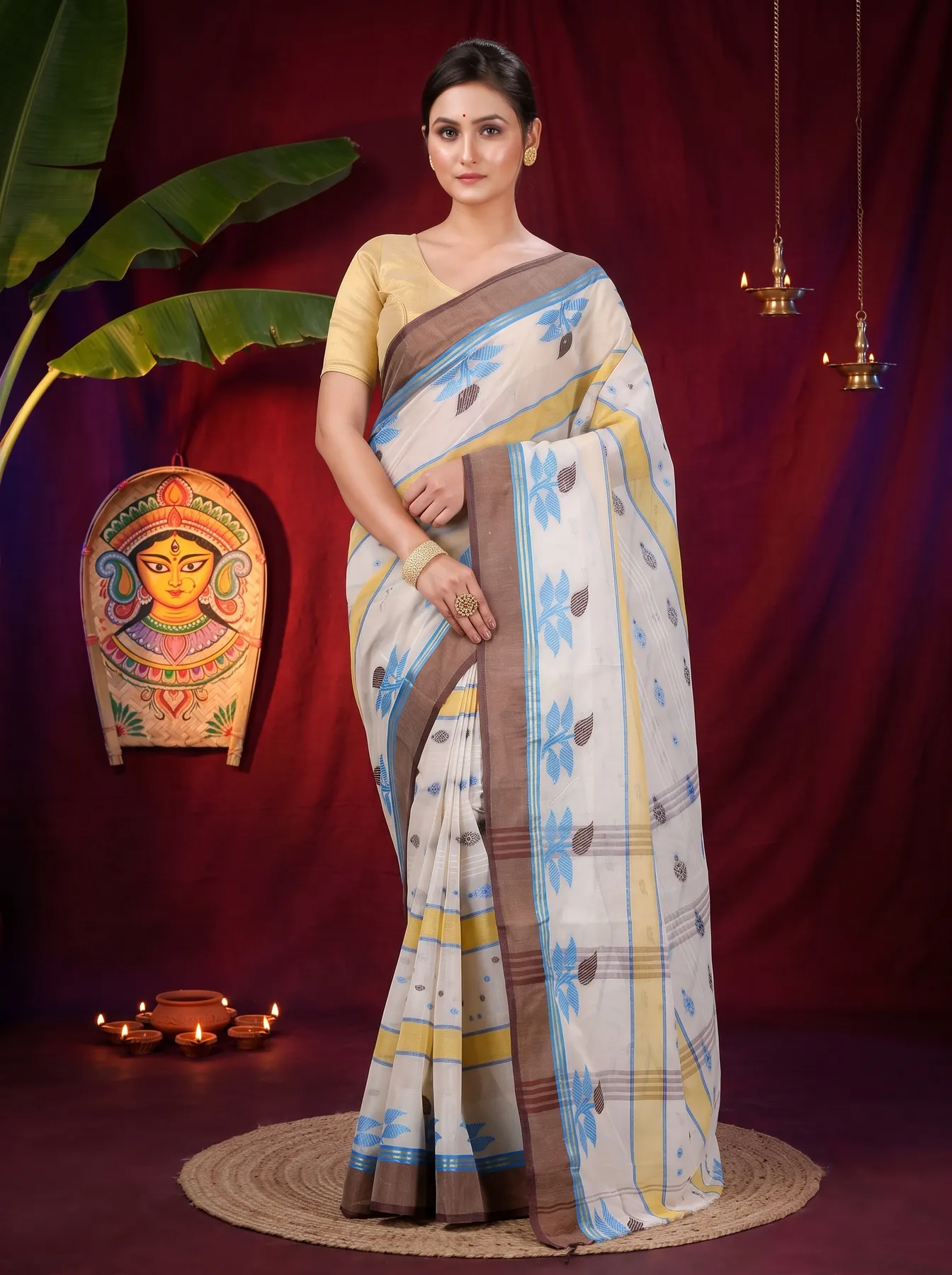 DipDiya Pure Cotton Brown Udichi Heritage You Can Wear Tant Sarees