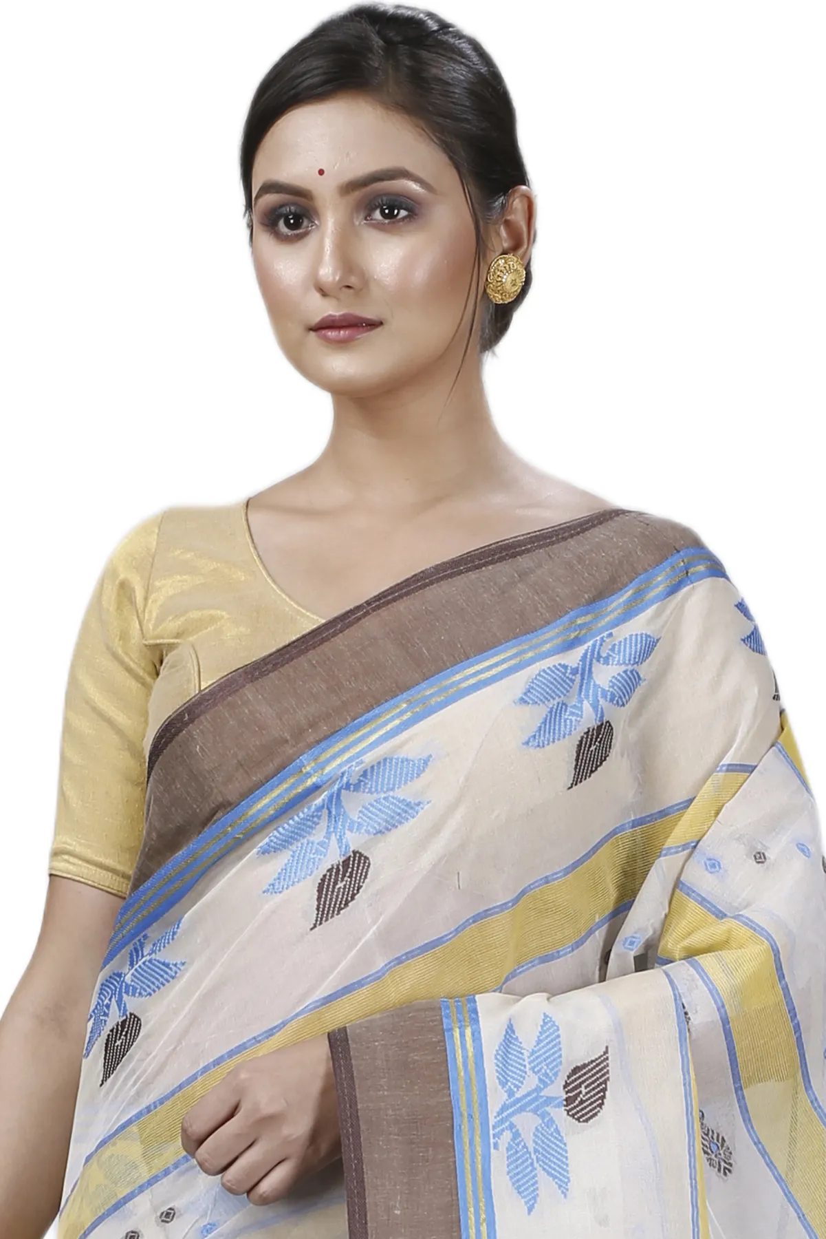 DipDiya Pure Cotton Brown Udichi Heritage You Can Wear Tant Sarees